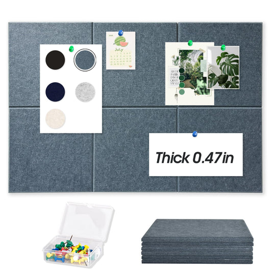 Thick Cork Board Tiles for Wall with Push Pins, Removable 36"x24"x0.47" Bulletin Board Sets, Magrowill 6 Packs Felt Panels Self-Adhesive Pin Board