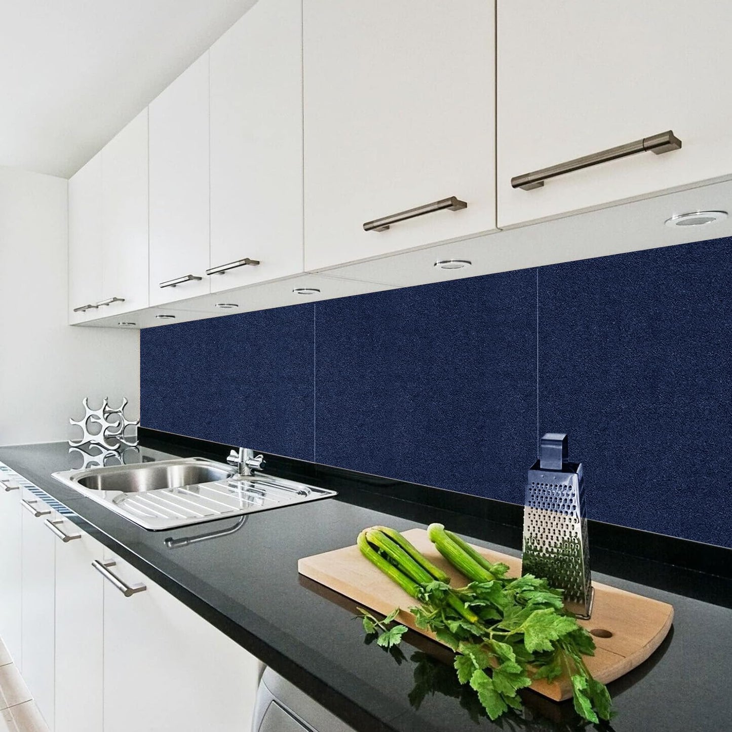 96"x48" Cork Board Roll with Linen Dark Blue - 1/4" Thick 4'x8' Frameless Natural Corkboard for Walls Pictures Photo Vision Prayer, ZHIDIAN Large Decorative Bulletin Board for Home Office School
