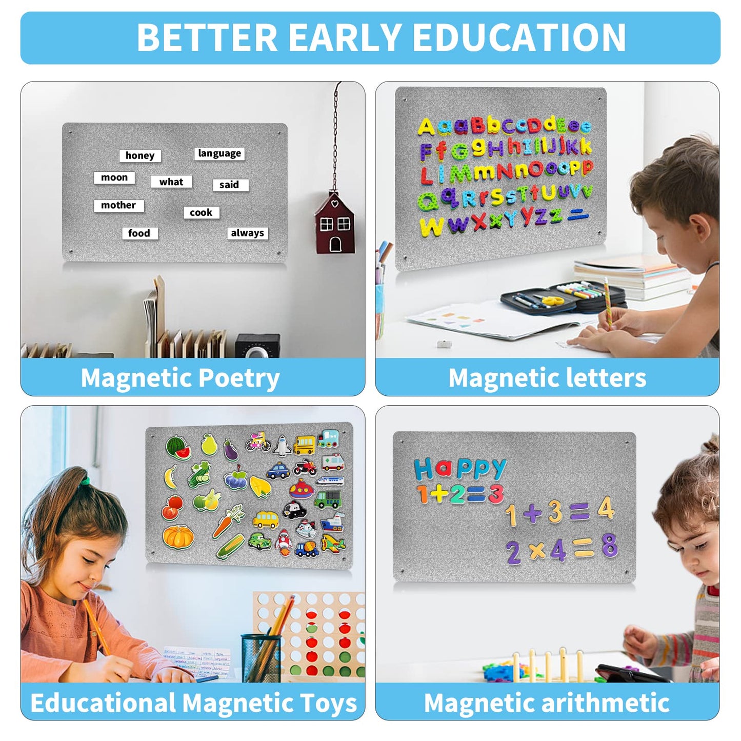 Magnetic Board,17.1" x 11.8" Magnet Display,for Magnets and Bulletin Board,Suitable for Wall, Refrigerator, Compartment, Cabinet etc,Comes with Dual Lock Tape for Easy Hanging (silver1