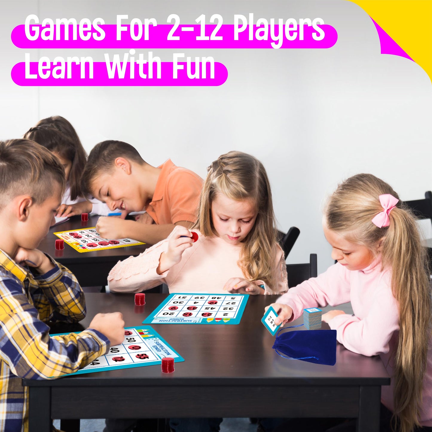 SpriteGru Addition & Subtraction Bingo Game, 360 Math Problems, 2 Educational Math Board Game for Kindergarten and Preschool Kids 4-8, Perfect for Classroom & At Home