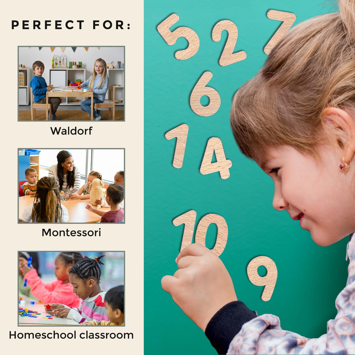 Leaping Learning Wooden Magnetic Numbers - Fun & Educational Magnetic Numbers for Kids - Ideal for Toddlers, Preschoolers, Students - Great for Home Learning, Classroom, Refrigerators & School Boards