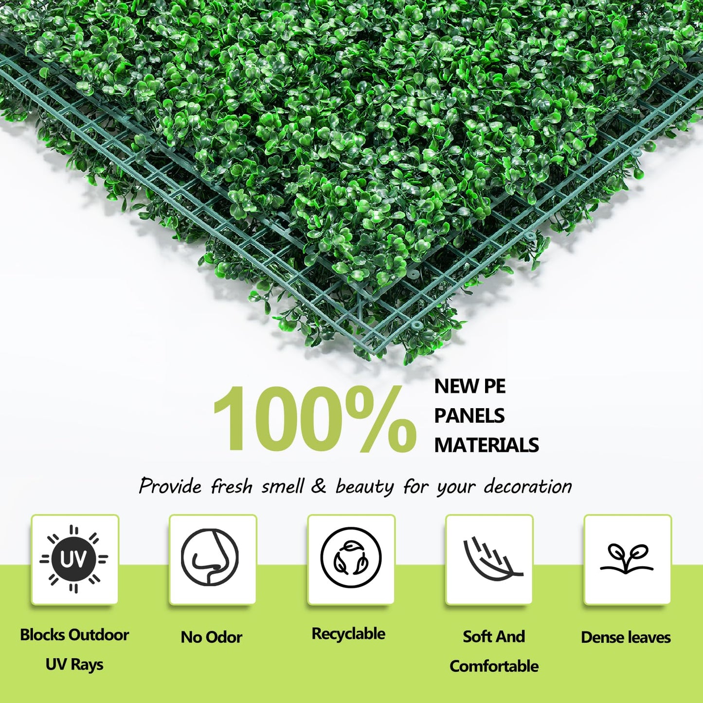 AOKIE 20"X20" Artificial Grass Wall, 12Pcs Boxwood Hedge Wall Panels UV-Anti Grass Backdrop Wall Decor, Greenery Privacy Hedge Screen for Indoor Outdoor Patio Balcony, Party Garden Fence Decor