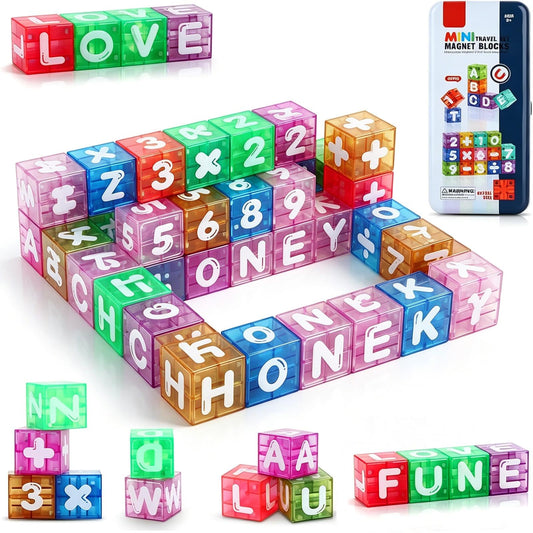 Varaict Magnetic Letters and Numbers for Kids Ages 3-8 | 40 Piece Educational Alphabet Learning Toy Set | STEM Montessori Spelling and Math Blocks for Preschool Kindergarten