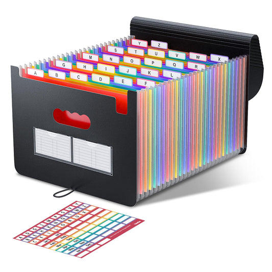 ThinkTex Accordion File Organizer, 26 Pockets Expanding File Folders, Monthly Bill Receipt Documents Organizer, Colorful Tabs, Letter/A4 Size for School, Home and Office, Classroom Must Haves