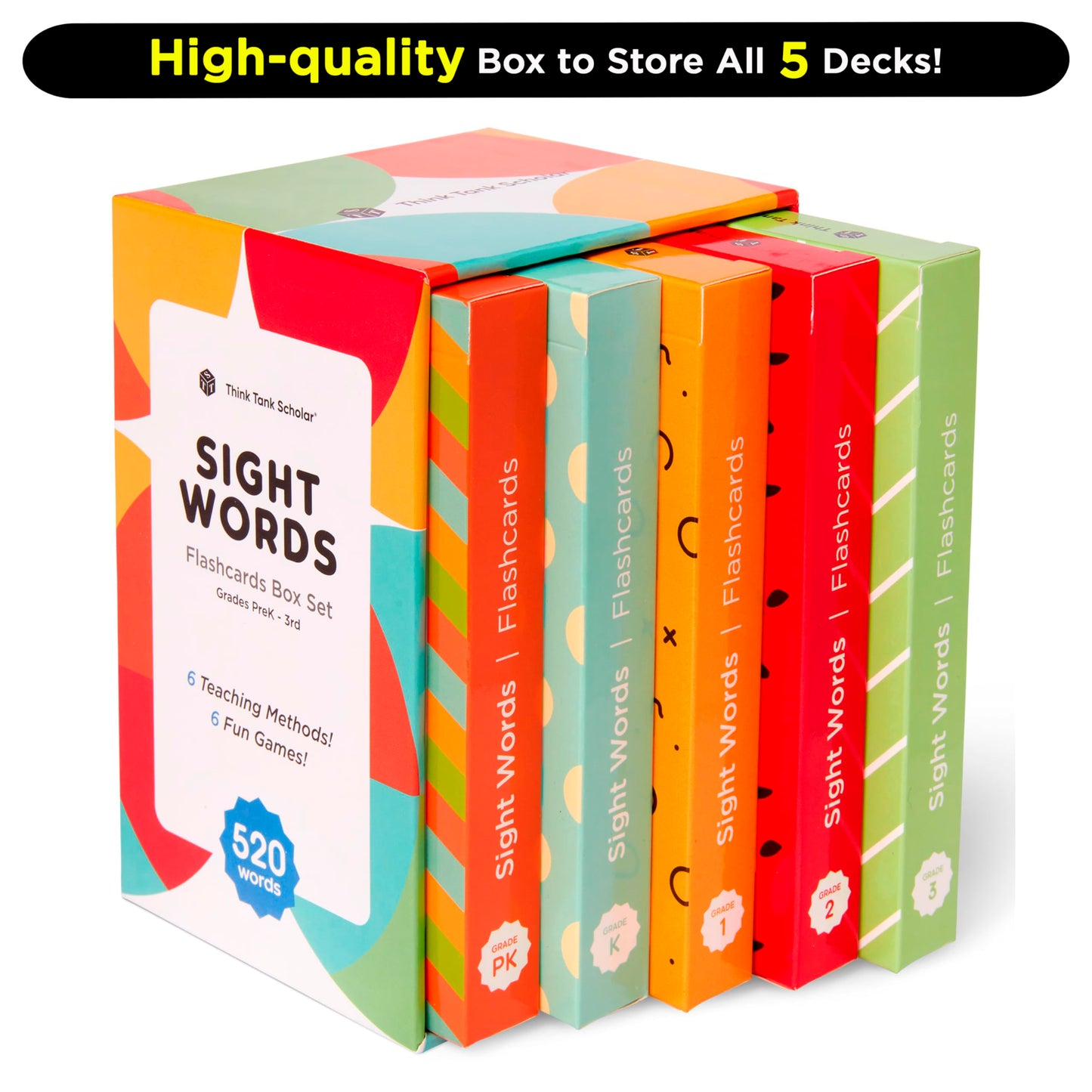 Award-Winning Sight Words Flash Cards – 520 High Frequency Words for Kids Ages 3–9 – Dolch & Fry List – Learn to Read for Preschool, Kindergarten, 1st, 2nd & 3rd Grade – Homeschool & Classroom Set