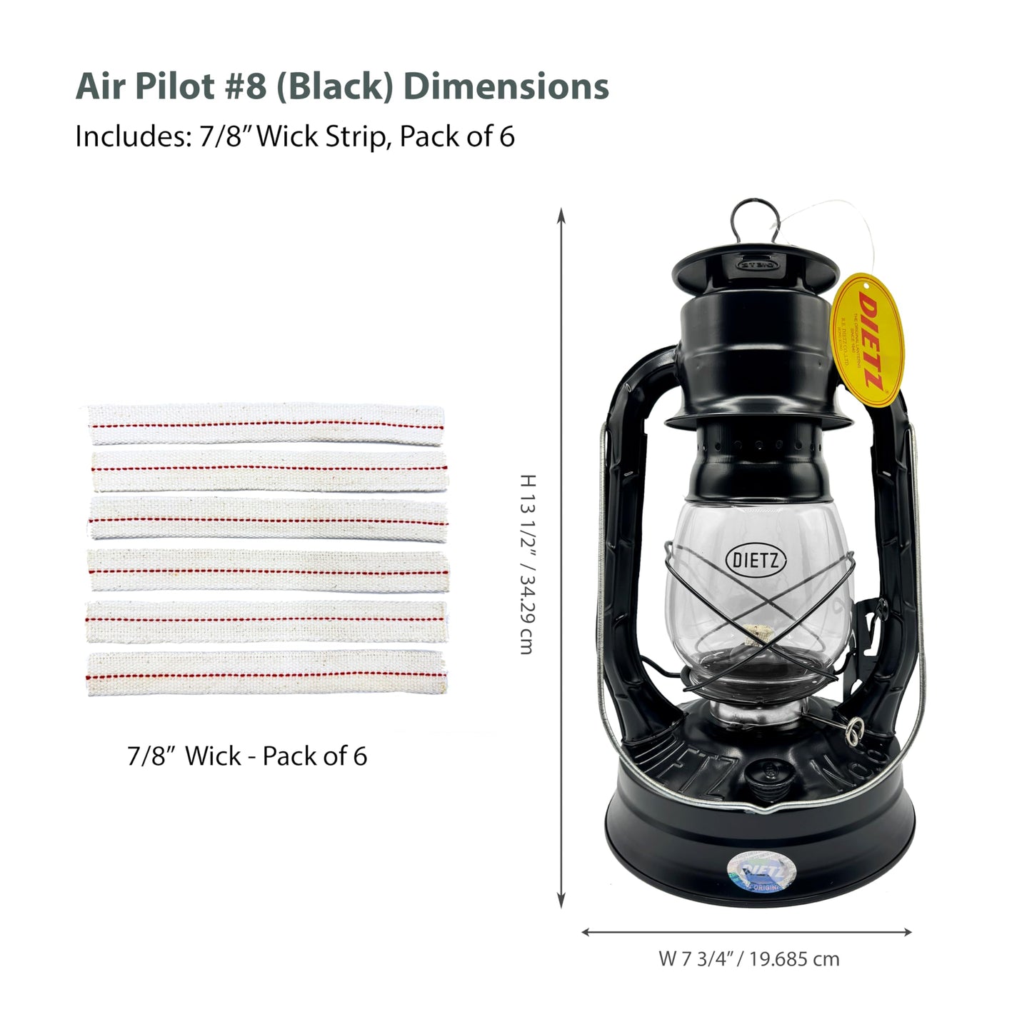 LIGHT OF MINE Dietz #08 Black Oil Lantern, Metal, Multicolor, Includes 7/8in Replacement Wick, Model LOM-LAMP-8
