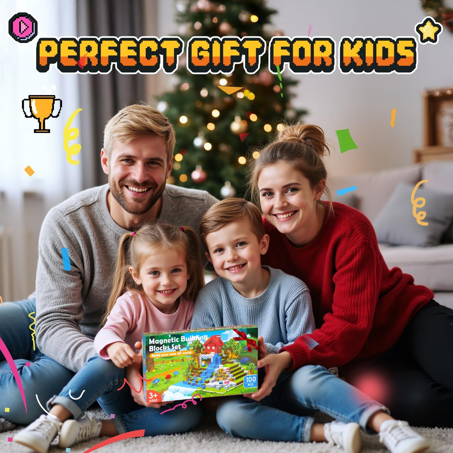 Magnetic Blocks - Magnetic Building Toys 100PCS with 4PCS Bases, Travel Magnetic Tiles Game for Kids, Mini Magnetic Tiles for Toddler Boys Age 3-5 4-8 8-12, STEM Sensory Outdoor Travel Toys Gifts