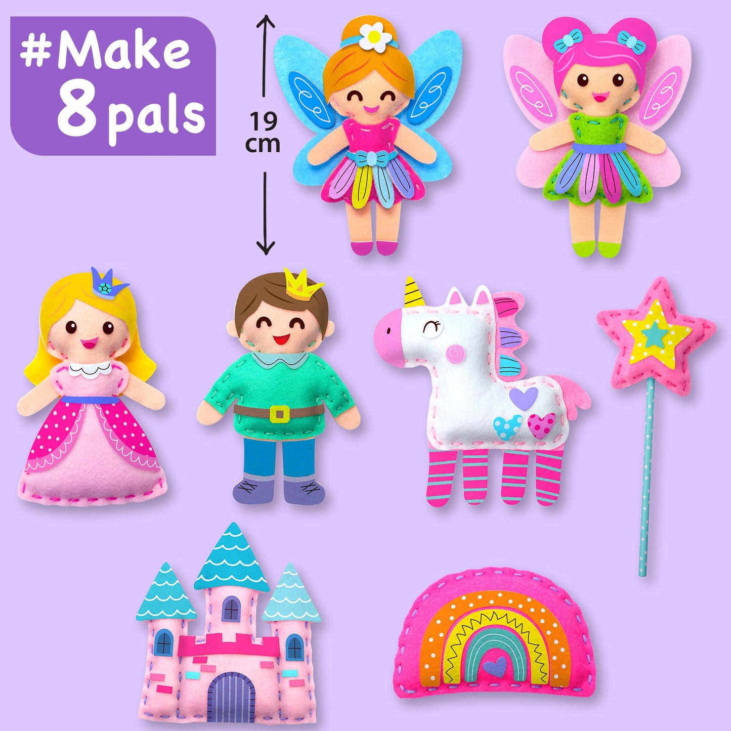 EZCRA Fairy Sewing Kit for Kids - 8-in-1 Kids Sewing Kit - Easy to Do Craft Kits for Ages 4-8 - Sewing Crafts - Extra Felt Stickers for Decoration - No Mess with Full Instructions