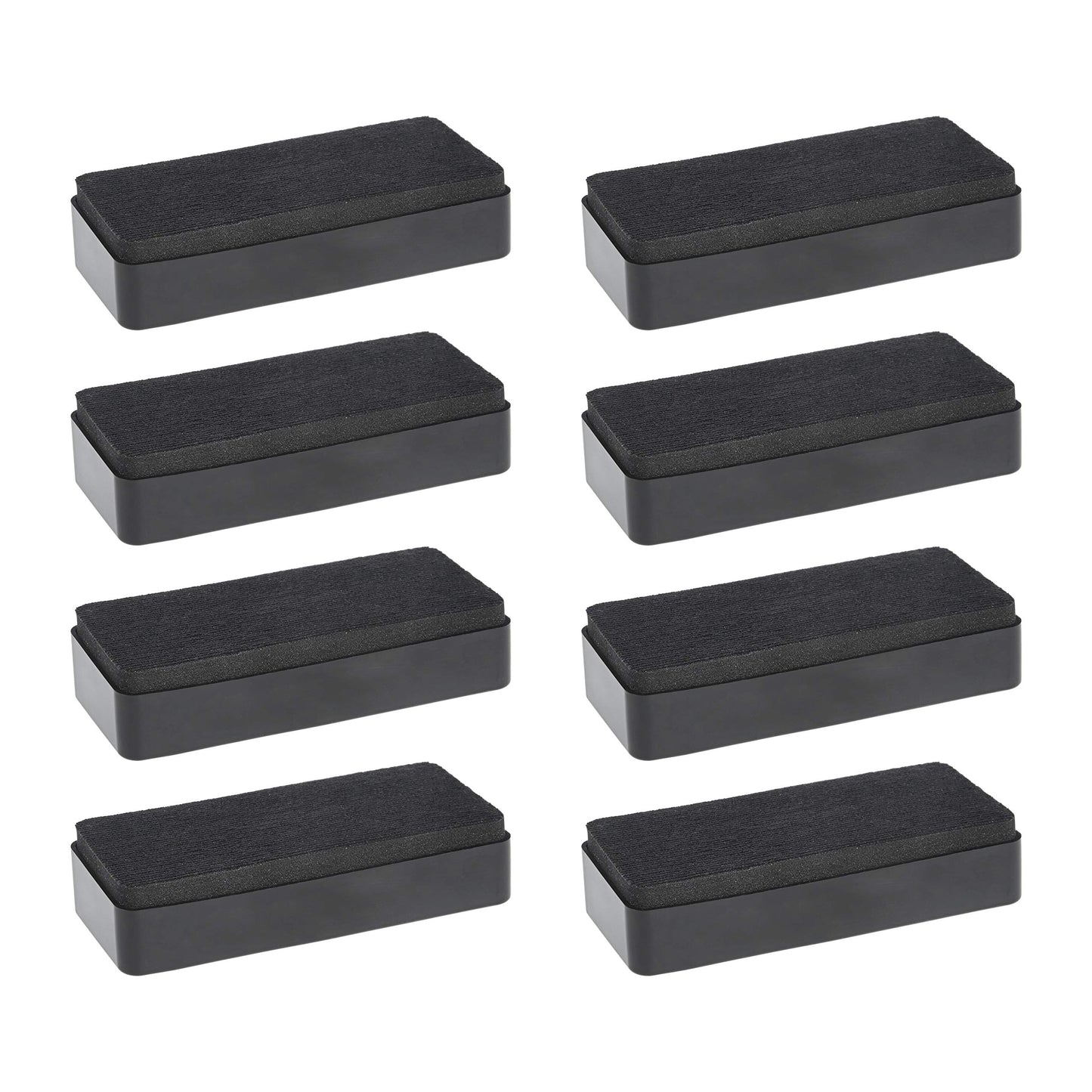 Amazon Basics Dry-Erase Whiteboard Erasers with Soft Pile, for School, Office, Home, and Classroom, Black, 8-Pack