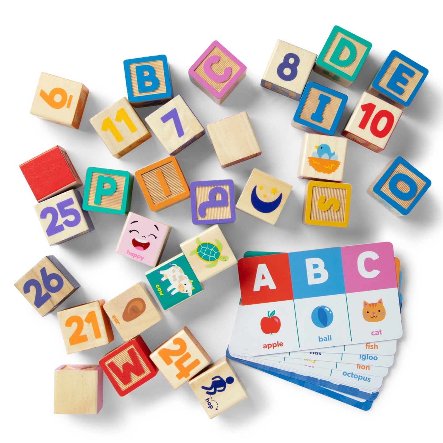 Melissa & Doug Ms. Rachel Letter, Number, and Game Wooden Learning Blocks with Activity Cards for Girls and Boys Toddlers Ages 18 Months+ - FSC Certified
