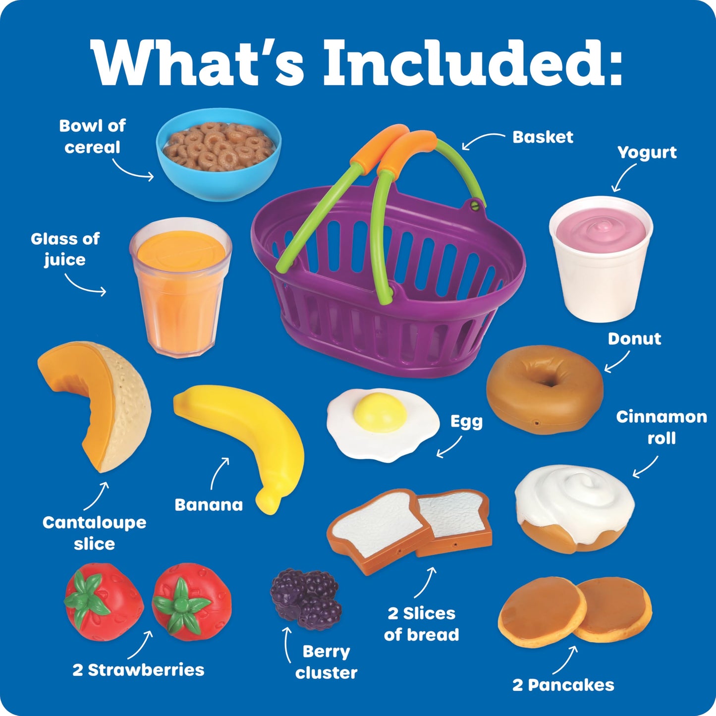 Learning Resources New Sprouts Breakfast Foods Basket - 16 Pieces, Ages 18+ months Pretend Play Food for Toddlers, Toddler Kitchen Toys, Preschool Learning Toys