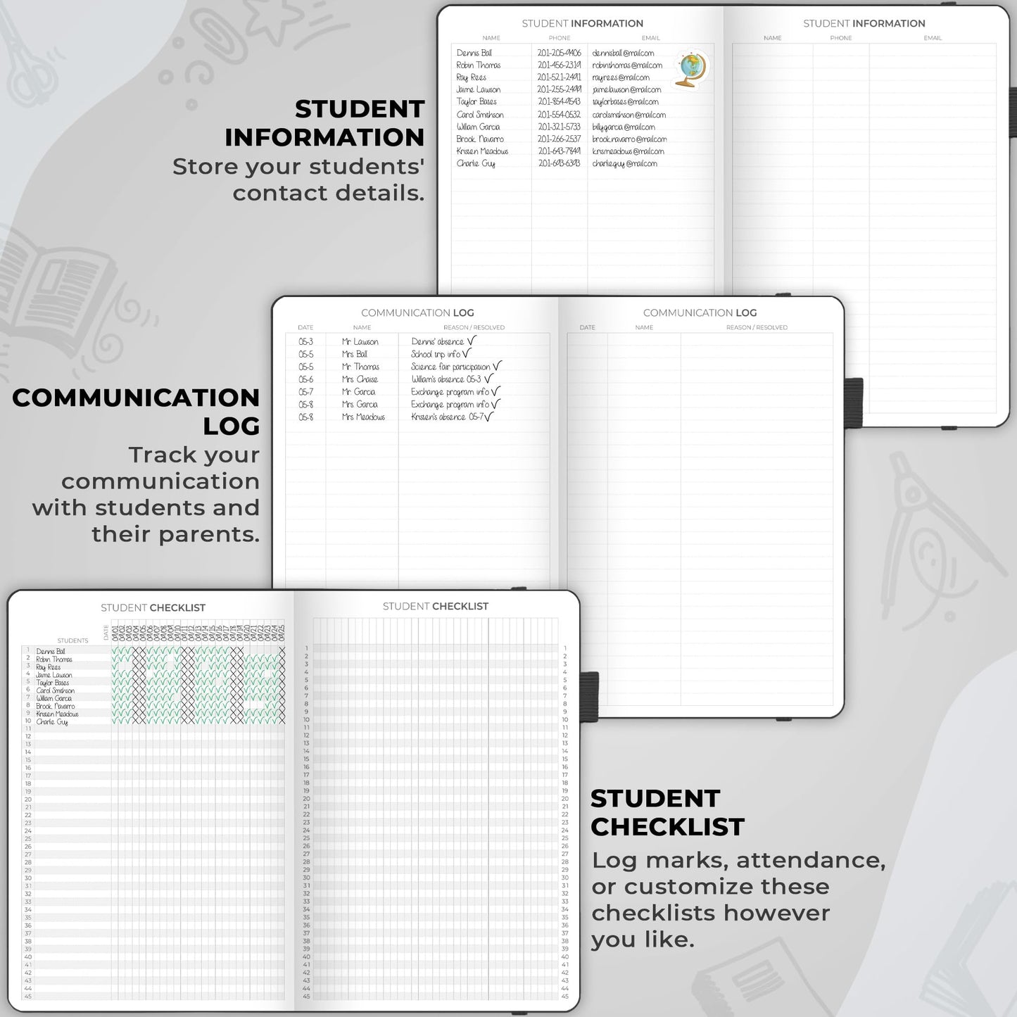 Clever Fox Teacher Planner – School Year Planner with Calendars & Lesson Plans – Teacher Plan Book for Classroom & Homeschool Organization - Undated, 7x10″, Hardcover (Black)