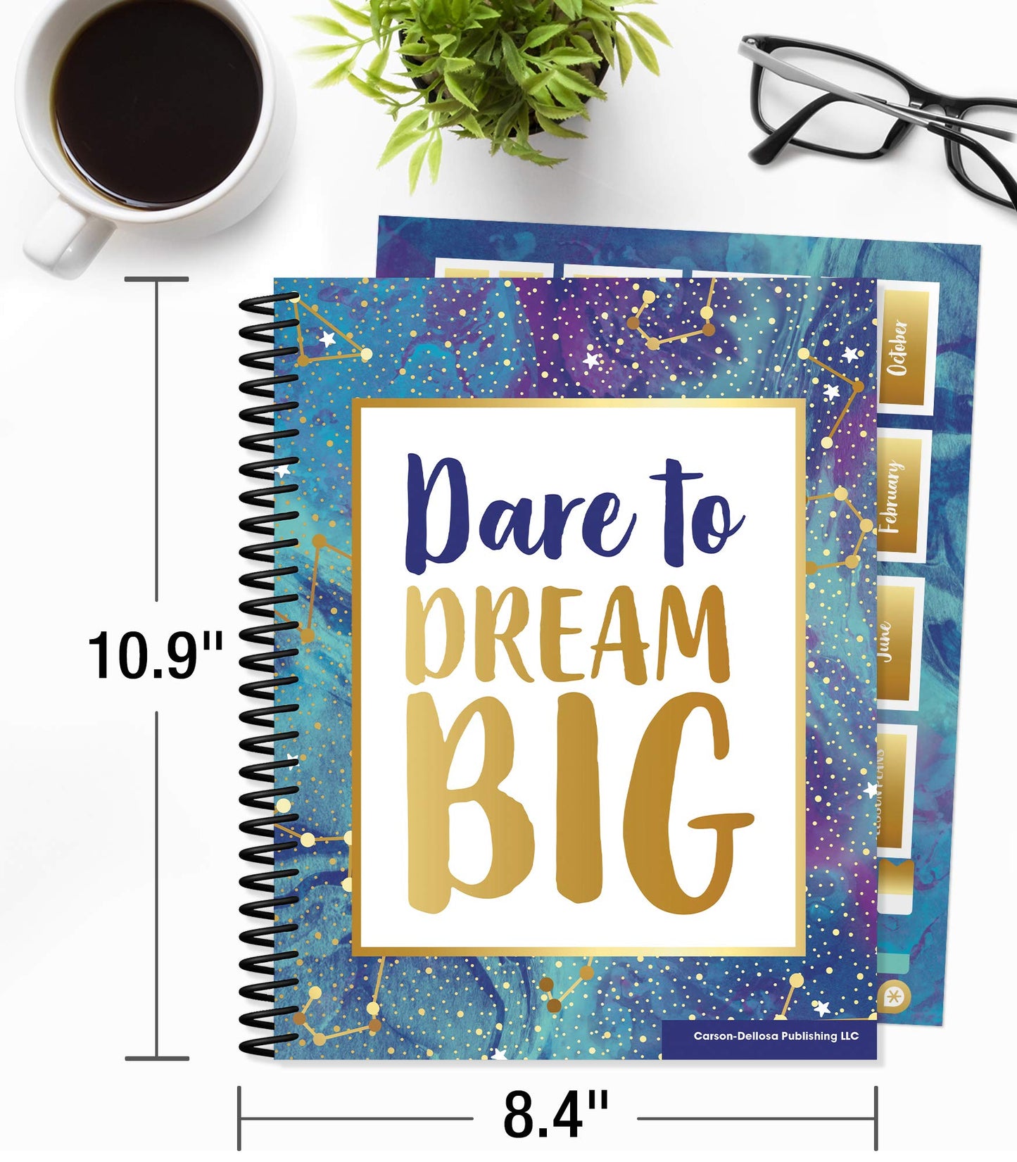 Carson Dellosa Galaxy Teacher Planner, 8" x 11" Space Theme Spiral Bound Lesson Plan Book With Stickers, Checklist, Notes, School Supplies for Classroom Organization