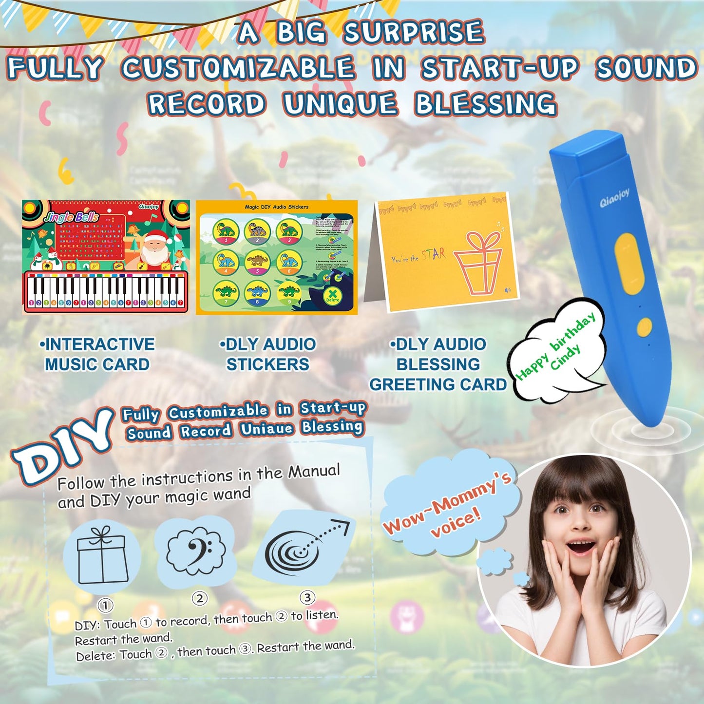 Interactive Dinosaur Toys Learning Poster, Dinosaur Talking Poster, Bilingual Dinosaur Talking Educational Children Toy with Sound Effects, Dinosaur Toys for Ages 3-12, Best Dinosaur Party Gift