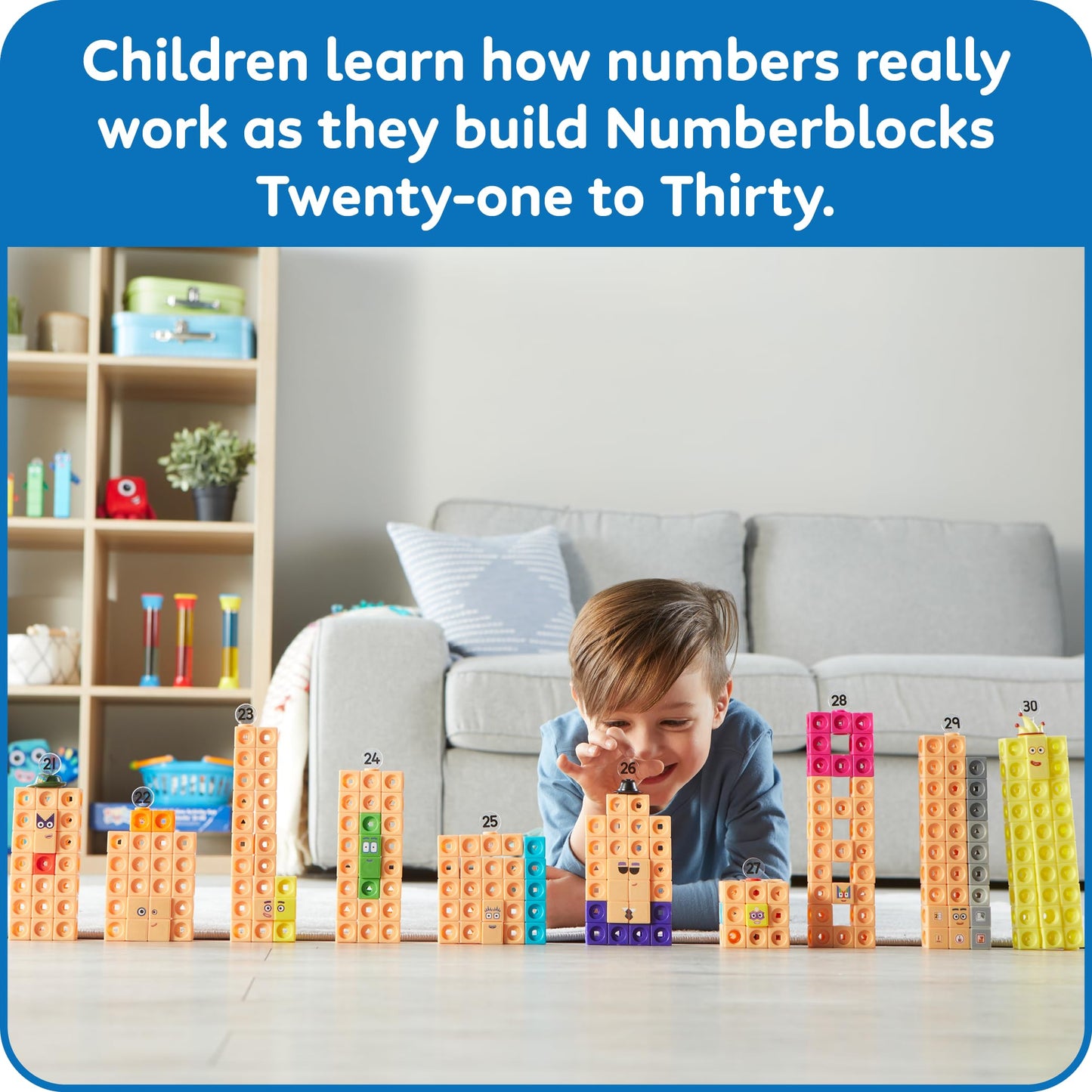 hand2mind MathLink Cubes Numberblocks 21-30 Activity Set, 20 Preschool Learning Activities, Counting Blocks, Linking Cubes, Educational Toys for Kids, Number Games, Math Manipulatives Kindergarten