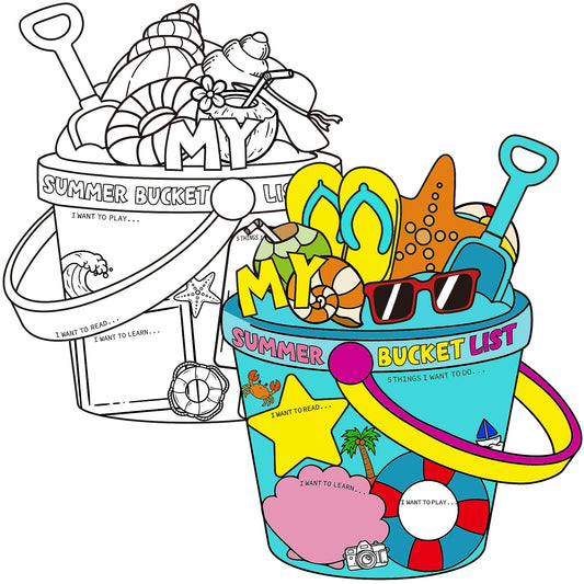 Hedeey 36 Pack My Summer Bucket List Activity Coloring Poster for Kids,Color Your Own Summer Bucket List Poster for Students End of School Year Gift and Camp Supplies (10.2 * 12.6 Inches, 2 Styles)