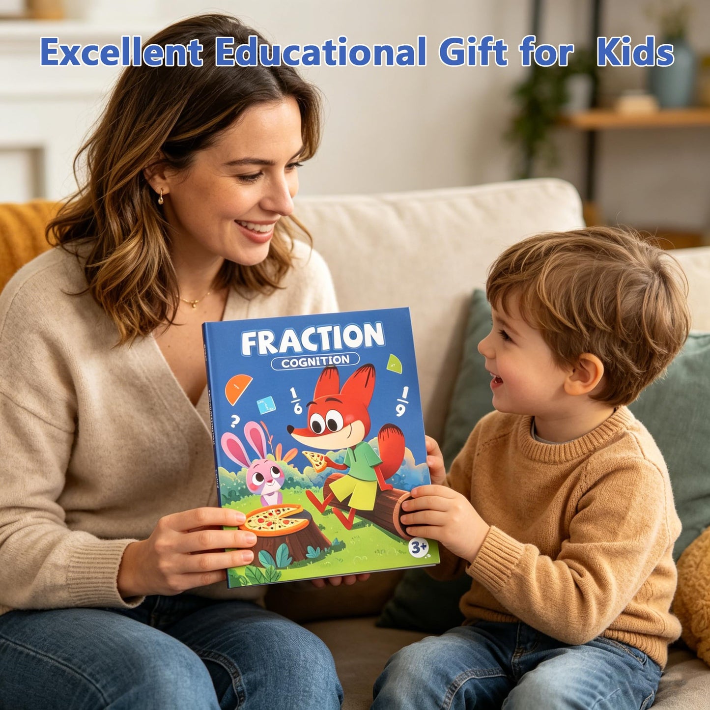 Magnetic Fraction Playbook & Fraction Manipulatives Set, Montessori Magnetic Fraction Book for Kids Grades K-3, Math Manipulatives with Fraction Tiles and Circles, Educational Fraction Games & Puzzle