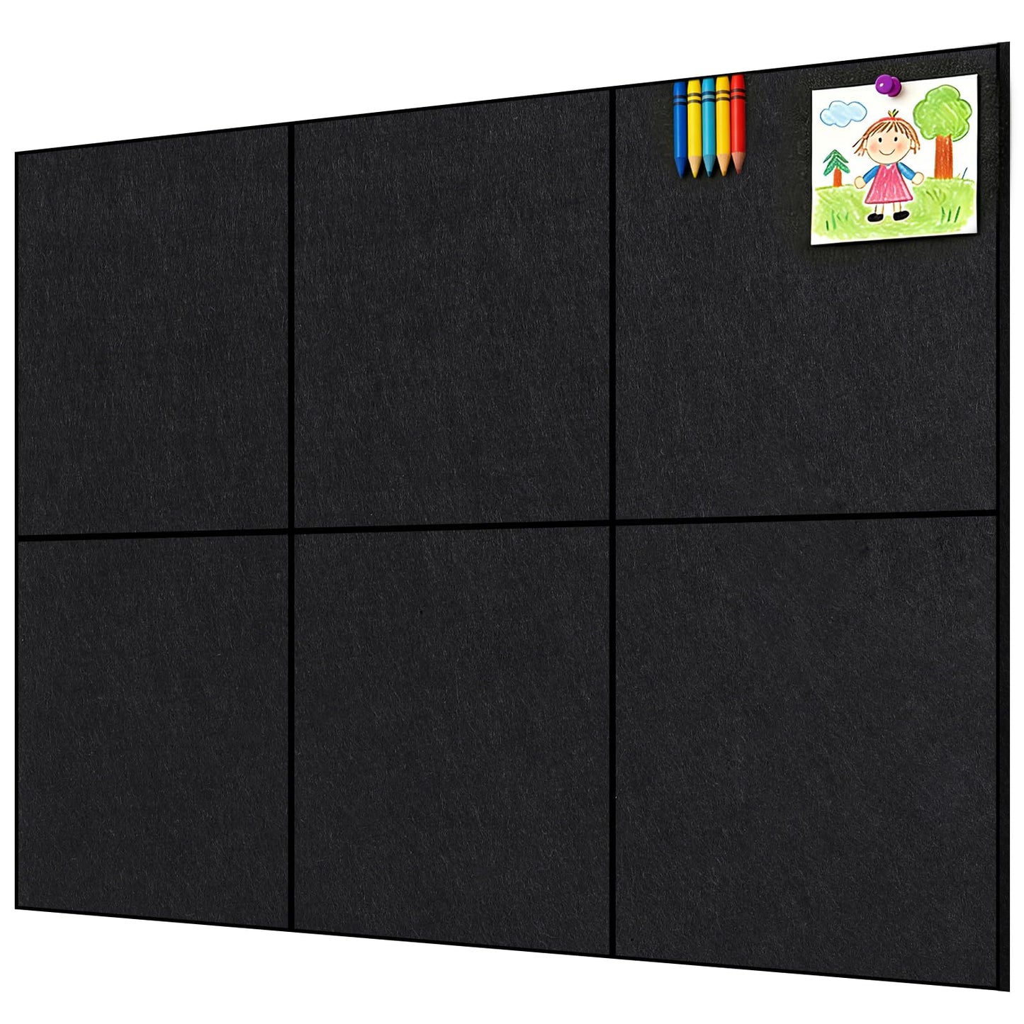 Xydstay 36x24 inches Felt Bulletin Board, Self-Adhesive, 6 Pack with Pins