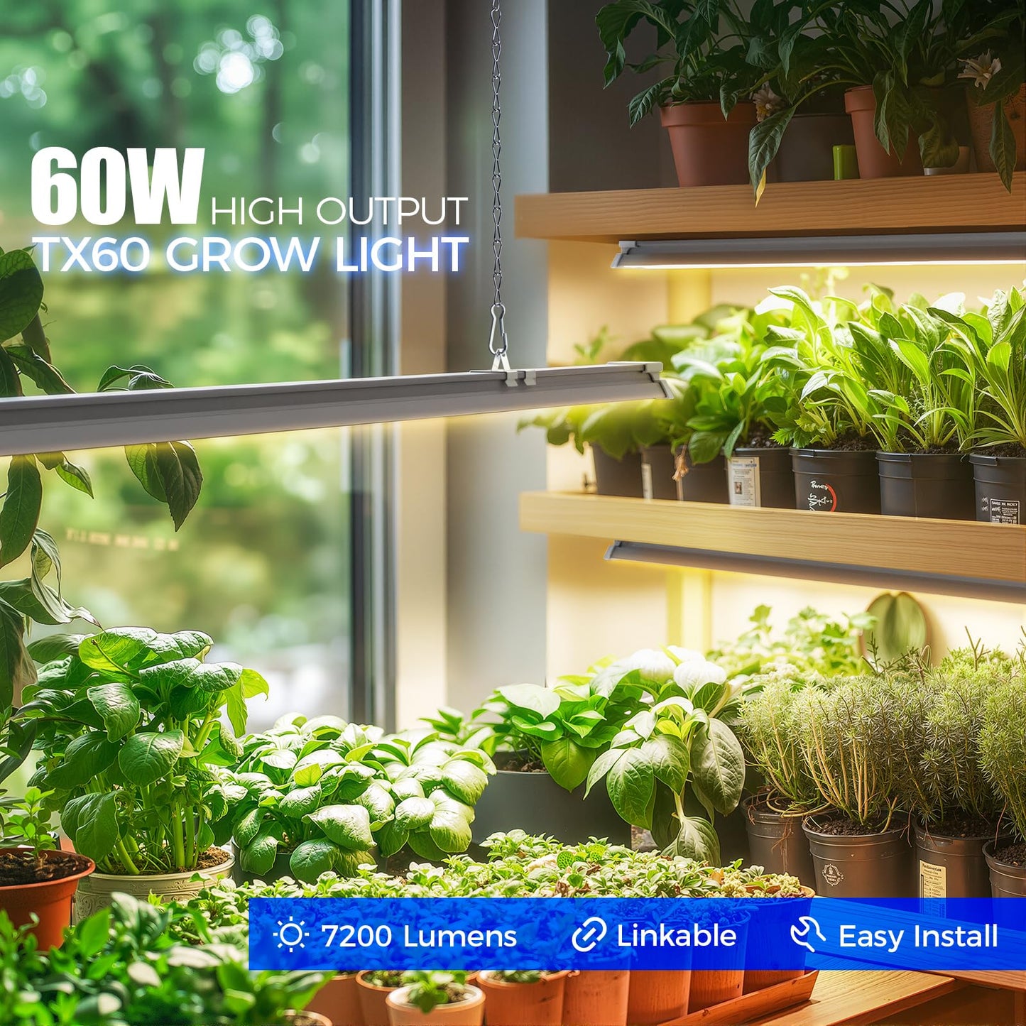 Barrina TX-S60 Grow Light, 60W, Full Spectrum, 4FT, Aluminium, 3000K+6500K+660nm, Linkable, Indoor/Greenhouse,