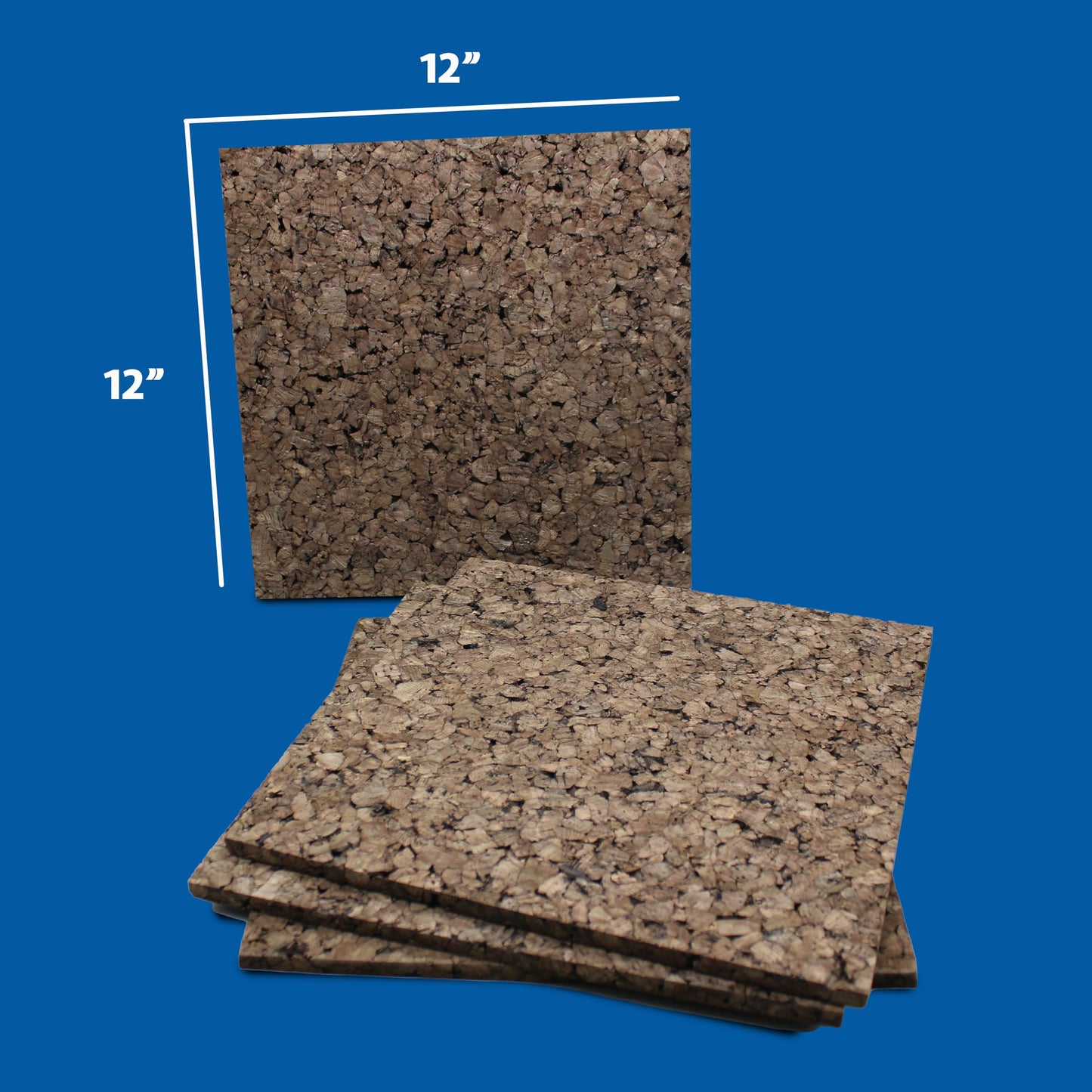 Flipside Products 12" x 12" x 9.5mm Thick Dark Brown Cork Squares, Wall Tiles, Square Pinning Cork Board, Bulletin Board Mini Wall Board - 4 Pack