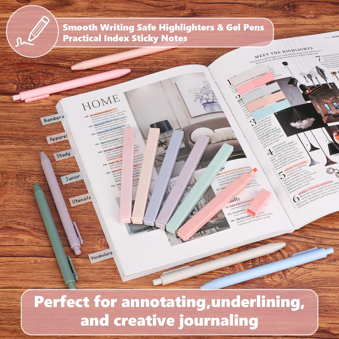 52 PCS Aesthetic Book Annotation Kit 6 Pastel Highlighters and Gel Pens Reading List Bookmarks Sticky Notes Index Tabs Stickers Bible Pages Self-Adhesive Bag for Book Lovers Gifts Book Accessories