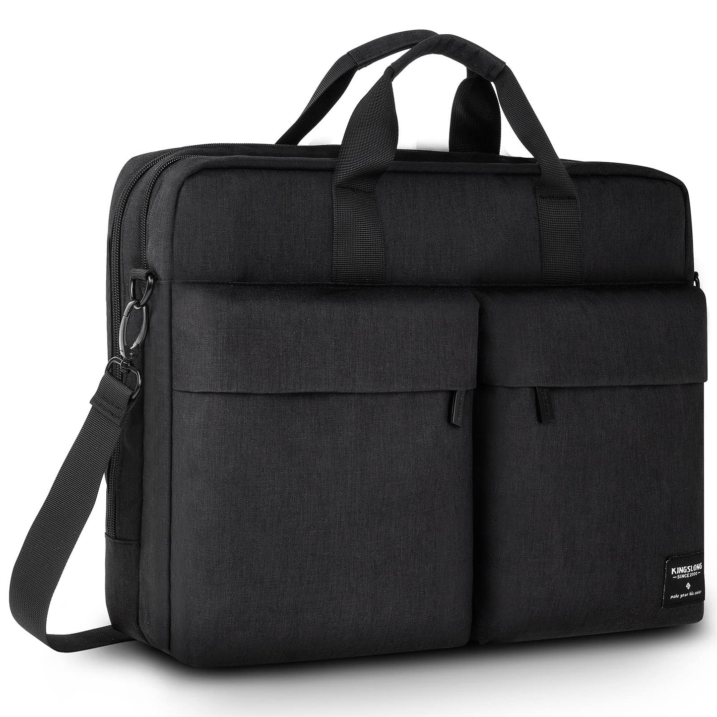KINGSLONG 17.3 inch Laptop Briefcase Bag for Men Women, Laptop Messenger Bag with Shoulder Strap, Water Resistant Business Crossbody Bag Computer Bag for Asus Acer Dell Thinkpad, Black