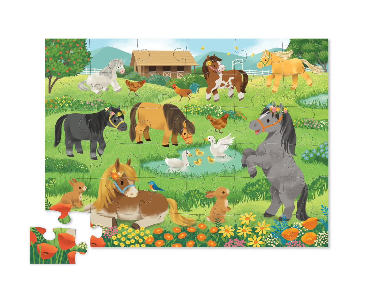 Crocodile Creek Jigsaw Puzzle, 36 Piece for Kids 3 Years and Up, Heavy-Duty Shaped Box for Storage, Finished Puzzle Size 18 x 24 inches, Pretty Ponies