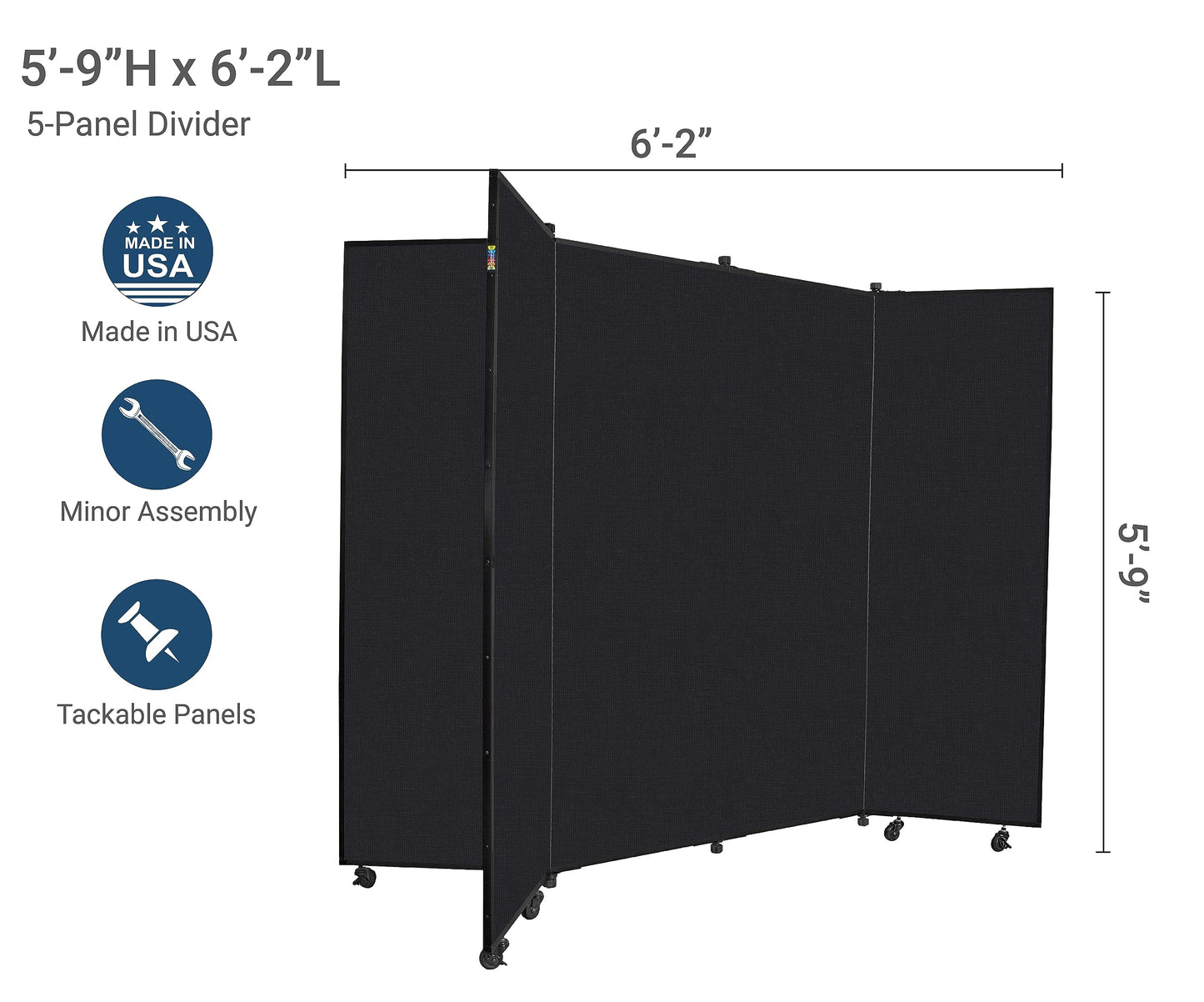 Display Towers | Art Display | Art Show Display Panels | Display Board | Portable Display | Tackable Tower | 5'-9" H x 6'-2" W - Select Black Fabric