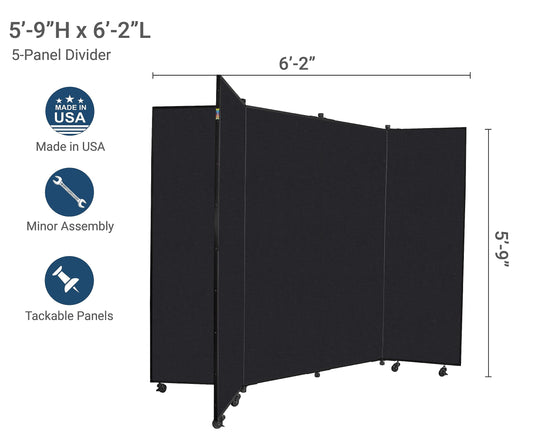 Display Towers | Art Display | Art Show Display Panels | Display Board | Portable Display | Tackable Tower | 5'-9" H x 6'-2" W - Select Black Fabric