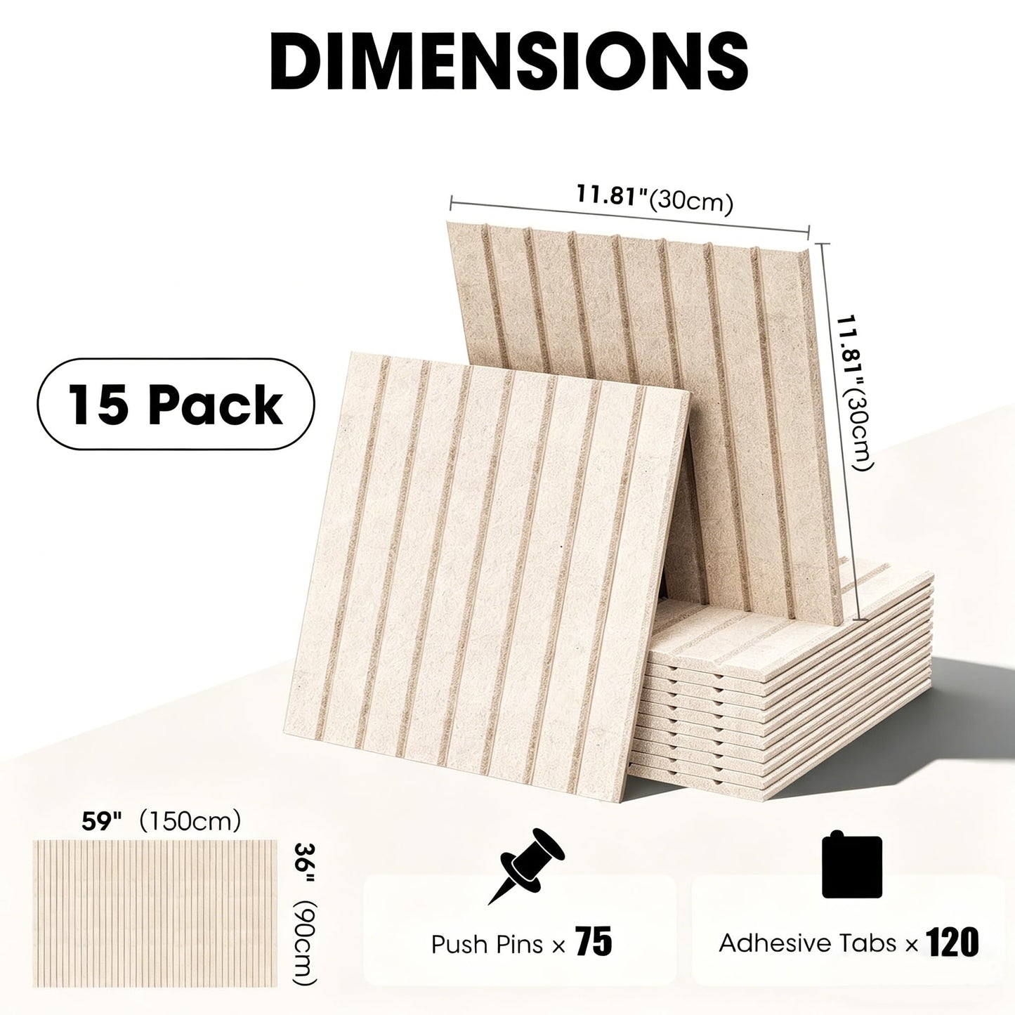 MQAAUP Large Cork Board for Walls 59" x 36",15 Pack 12"X12"Felt Bulletin Board Tiles with 120 Adhesive Tabs,Cork Board Alternative for Office Decor, Push Pin Board Wall Organizer-Oatmeal