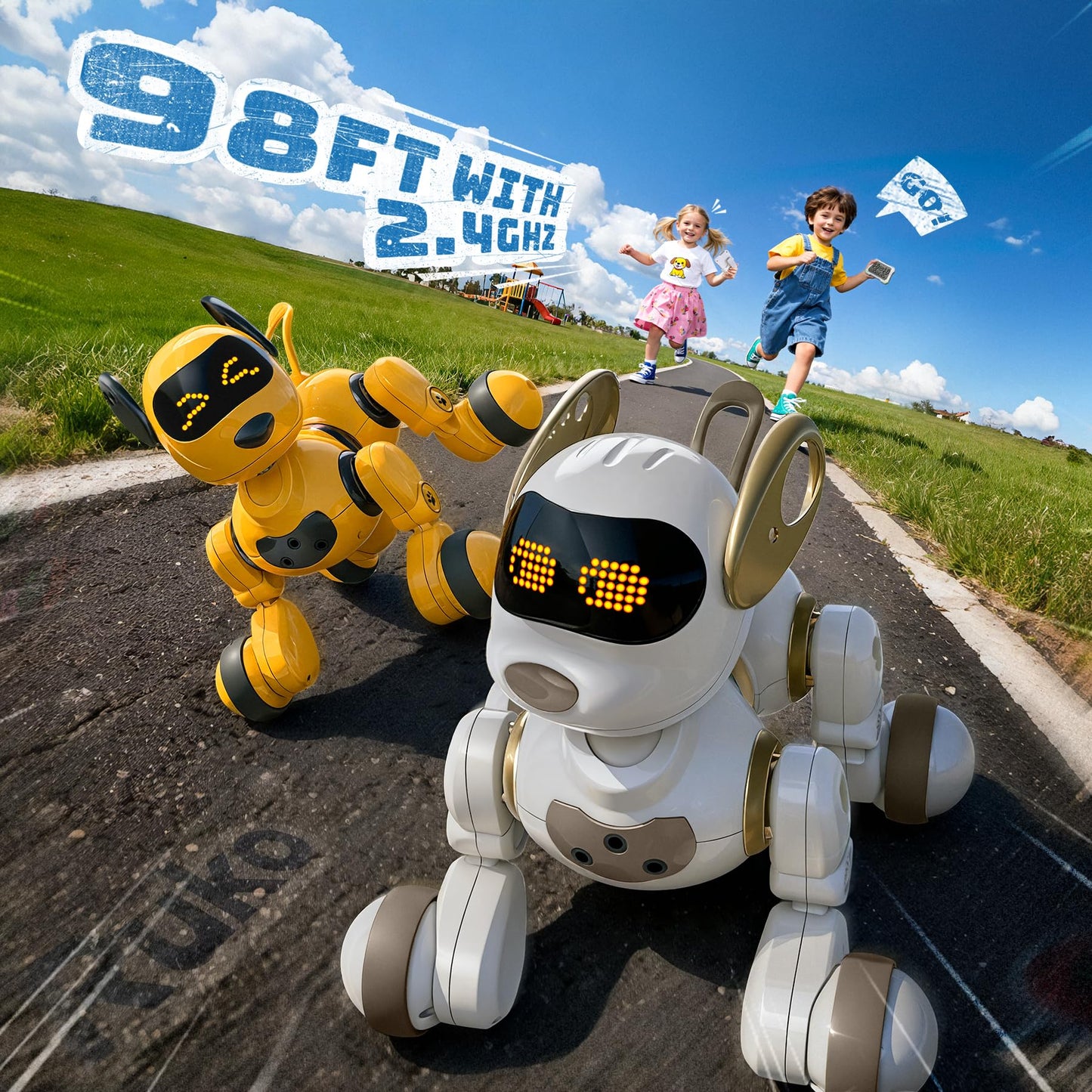 Ruko 18011 Smart Robot Dog, Interactive Puppy with 30 LED Expressions, Programmable Play, 2.4 GHz Remote & Gesture Control, Toy for Kids Age 3+