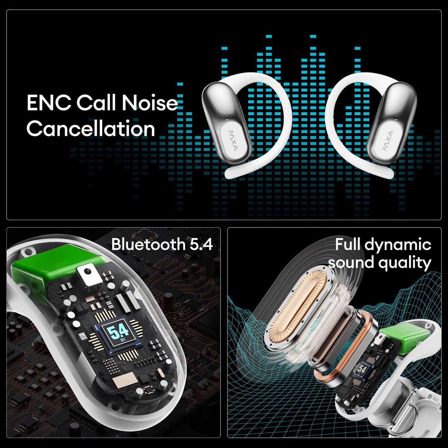 PAXA Ai Translator Earbuds 3-in-1 Two-Way Translation Earbuds Real Time Wireless Bluetooth 5.4 Headphones Translator with Touch Screen Housing for Foreign Travel/Learning/Business Openairultra,White