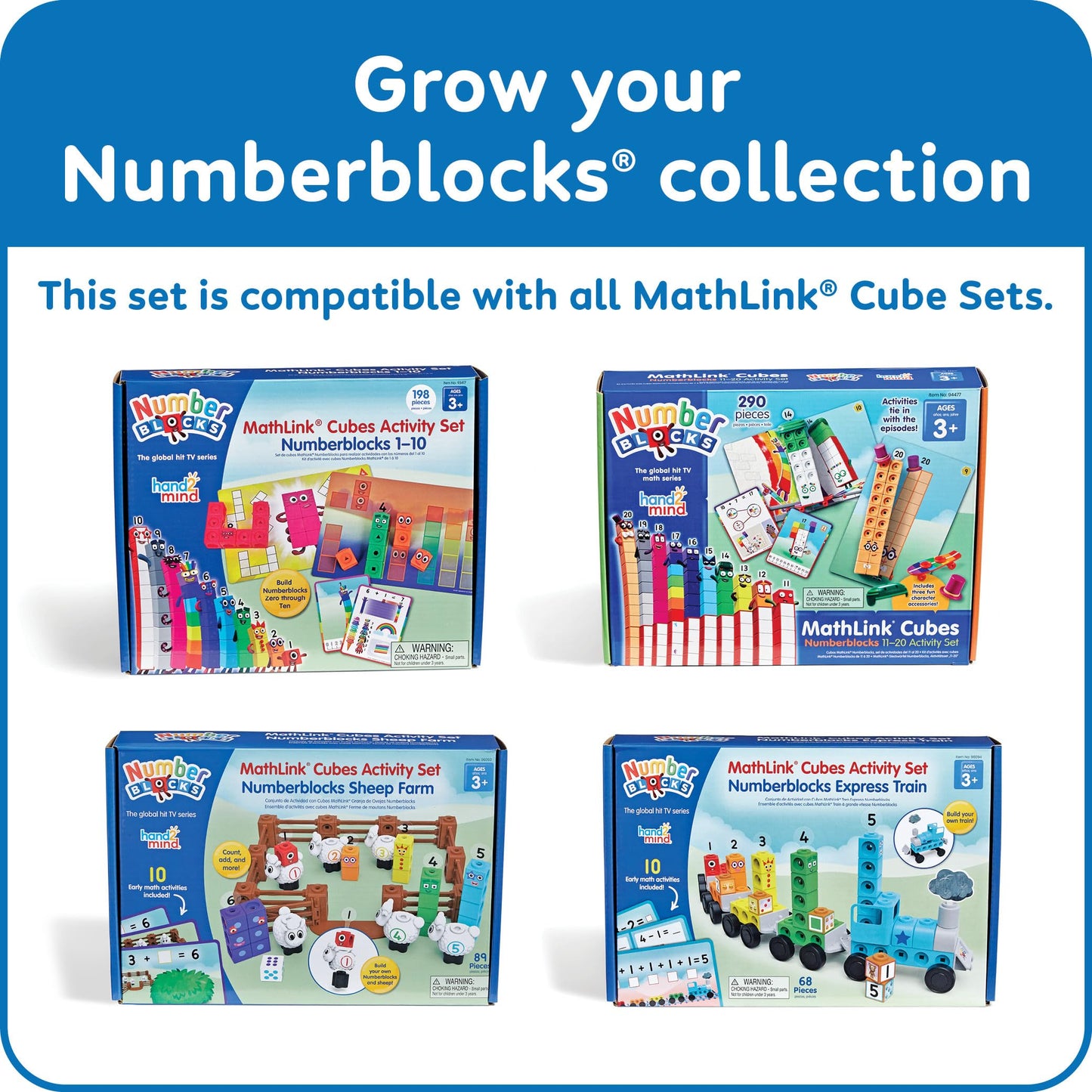 hand2mind Numberblocks Express Train MathLink Cubes Activity Set, Preschool Learning Activities, Train Toy, Counting Blocks, Number Toys, Kids Educational Toys, Math Manipulatives for Preschoolers