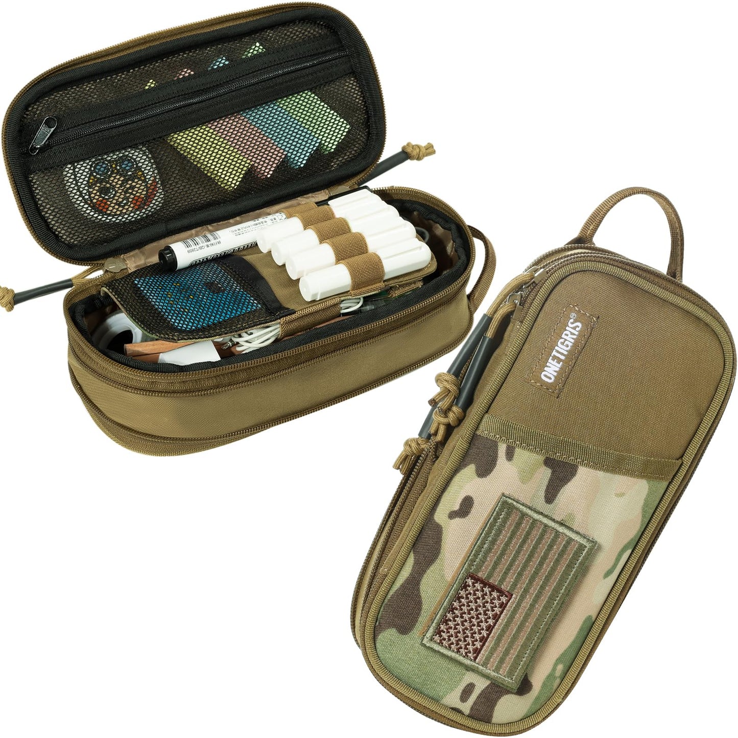 ONETIGRIS Pencil Case for Boys - Pencil Pouch for Boys School Office Supplies Stationery, Zipper Multi-Slot Large Capacity Pencil Bag Organizer with Pens Sleeve Holder for Adults Children Men Women