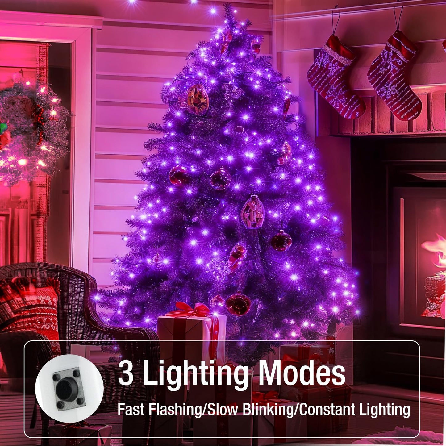 Fairdeer 12 Pack Fairy Lights - 7ft 20 LED Twinkle Lights, 3 Modes, Waterproof, Purple for Halloween & Christmas Decor