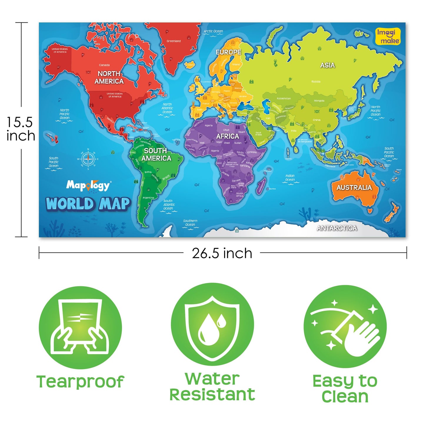 Imagimake Mapology USA Map with Reusable Stickers | 100+ Jelly Stickers | Geography Games & Learning Kids Toys Age 5-8 | Gifts for Boys & Girls Age 5,6,7,8,9,10,11,12 Years Old