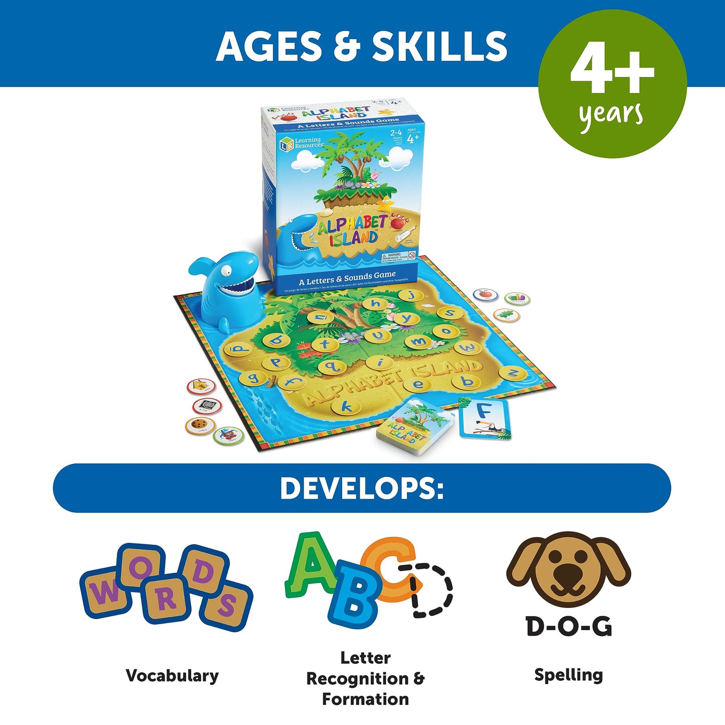 Learning Resources Alphabet Island a Letter & Sounds Game - Montessori ABC Toys, Learn to Read, Phonics for Toddler , Writing Practice, Board Game, Homeschool Supplies, Educational Activity