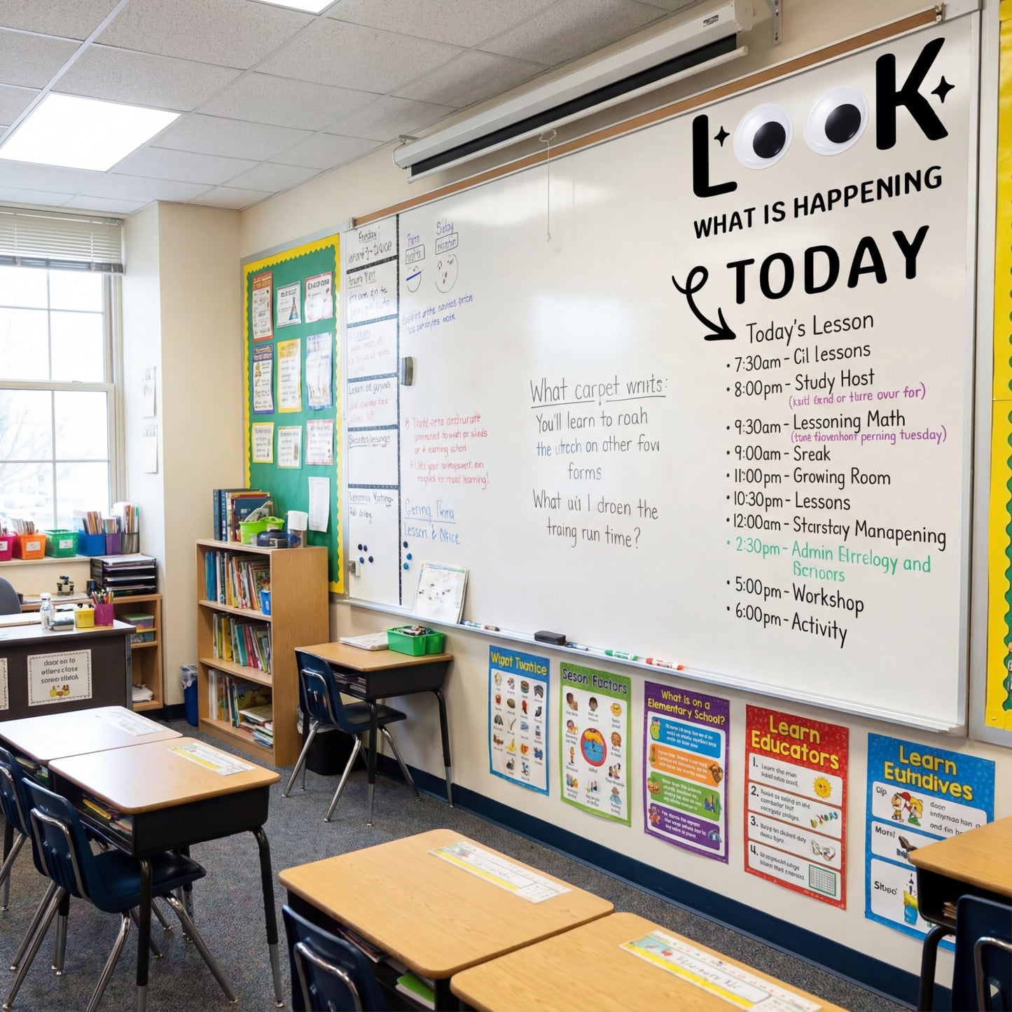 Sabary Magnetic Classroom Daily Schedule Decor Look What is Happening Today Magnetic Whiteboard Classroom Decorations, Daily Schedule Bulletin Board Set Back to School Class Teacher Whiteboard Decals