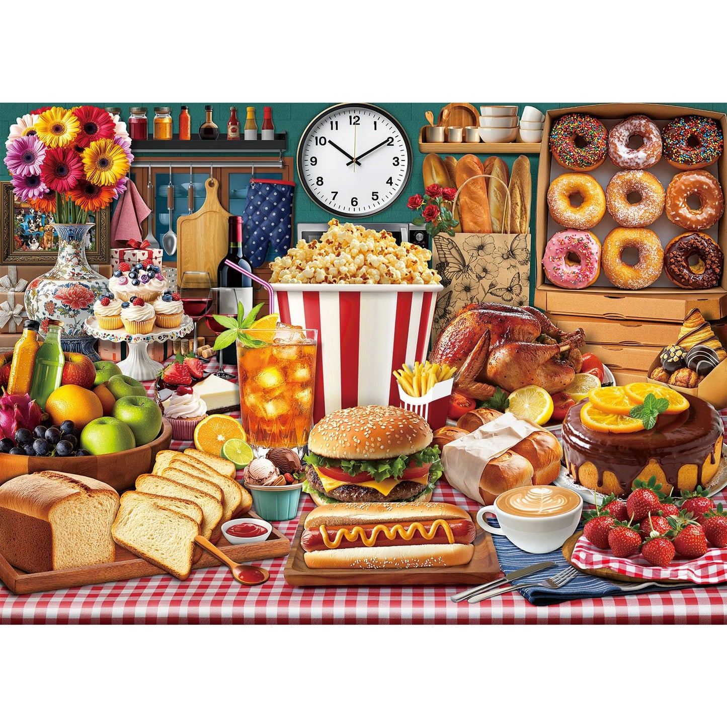 TangMosaic Food Feast Jigsaw Puzzles, Puzzles for Adults 1000 Pieces, Lumière's Banquet Impossible Challenging Puzzles Game, Interlock Perfectly No Dust, Gifts for Easter Father's Mother’s Day