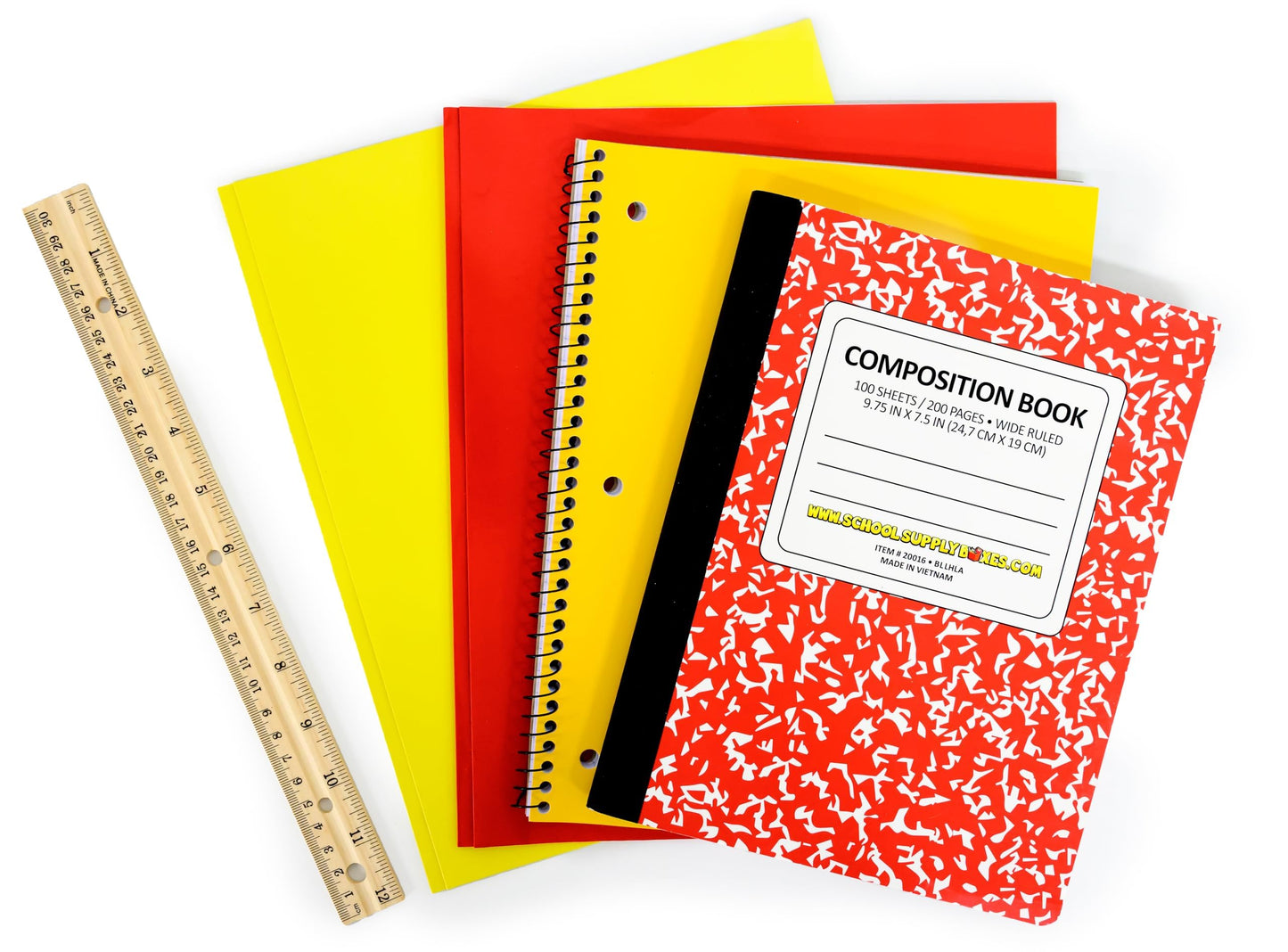 Back to School Supply Box Grades K-5 - School Supply Boxes - 32 Piece School Supplies Kit Includes Markers, Crayons, Pencils, Scissors, Folders, Glue Sticks, Notebook, and Composition Book