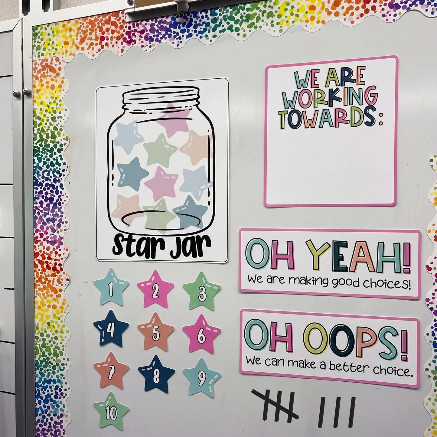 ForraFun Star Jar Classroom Behavior Chart Magnets Set – Oh Yeah Oh Oops We Are Working Towards Signs, Group Reward System for Teachers, Whiteboard Magnets for Classroom Management K-5