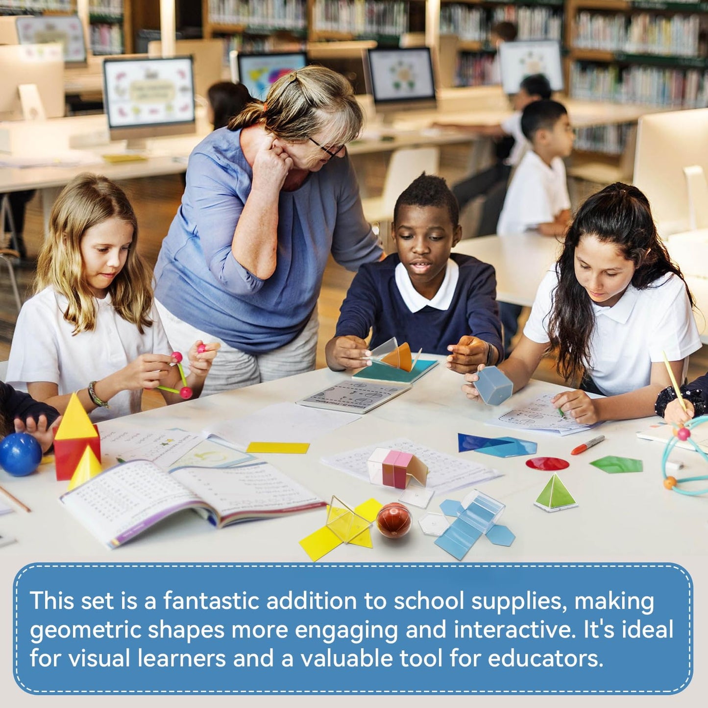Geometric Solids 3D Shapes & 2D Folding Nets (1.96") 12+12 -Clear Math Manipulatives for Classroom & Homeschool -Thickened Durable Shapes with Smooth Edges,Teacher Supplies for Geometry, Volume & Nets