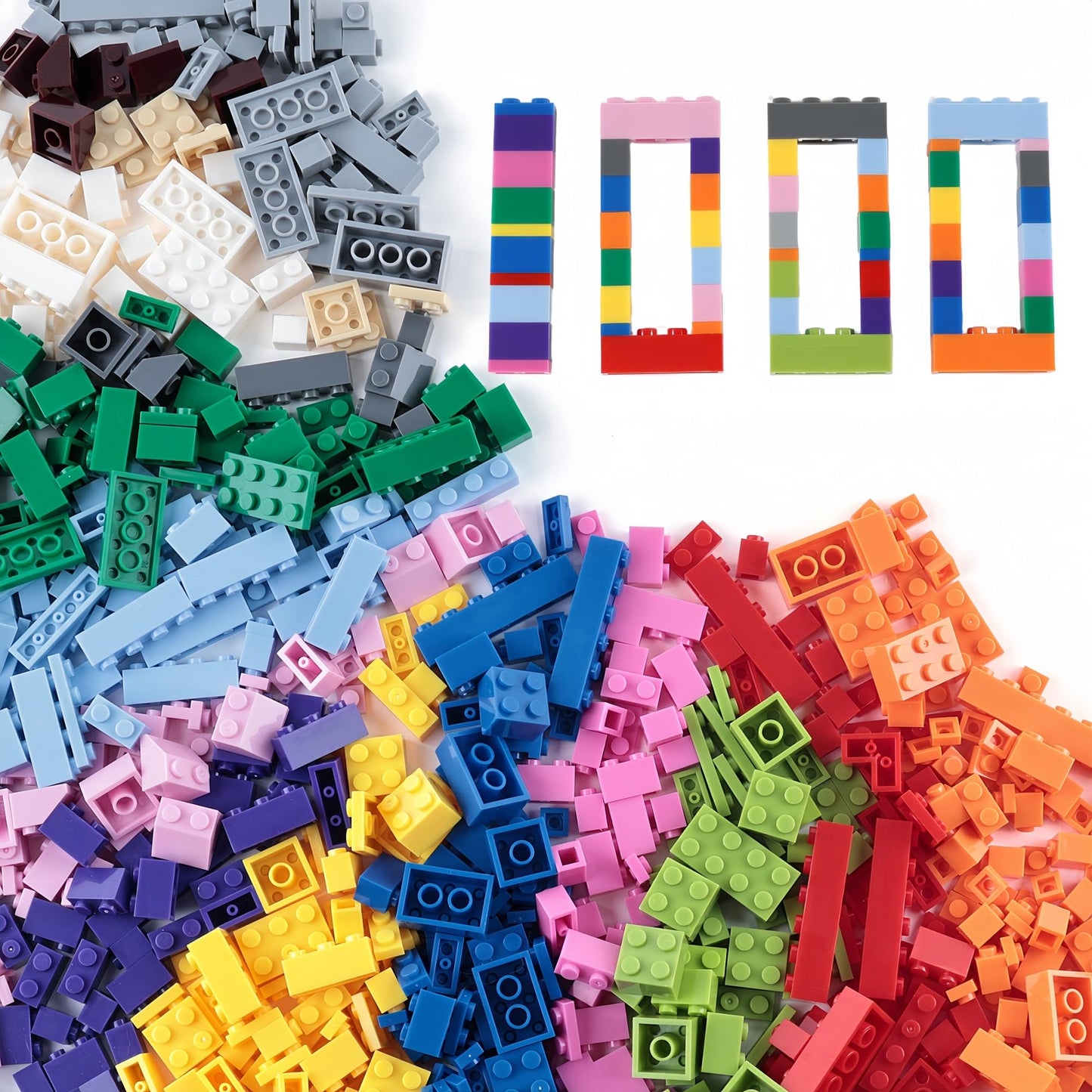 PUZSNAP 1000 PCS Building Blocks Set, Multicolor Construction Bulk Bricks, Creative Learning Toys for Kids, Gift for Birthday and Holiday, 16 Colors