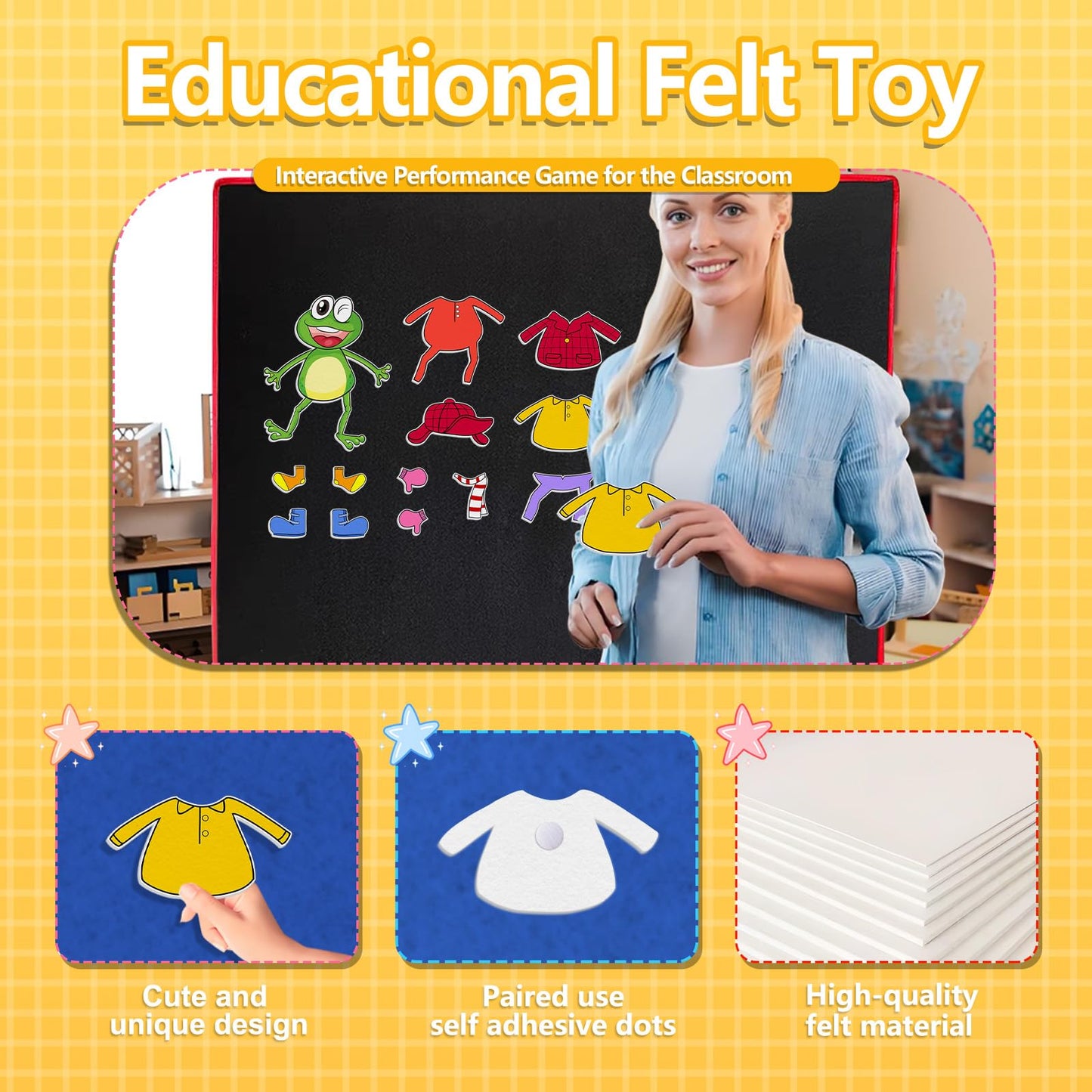 Ai fsem Froggy Gets Dressed Felt Board Story Sets Classroom Must Haves Flannel Board for The Classroom Speech Therapy Materials Teacher Play Set