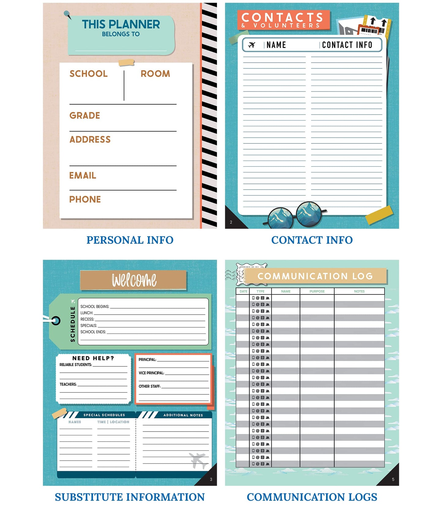 Carson Dellosa Let's Explore Teacher Planner 2025-2026, Undated 8" x 11" Lesson Plan Book With Retro Stickers, Class Schedule, Weekly Calendar, Classroom Must Haves, Homeschool and School Supplies