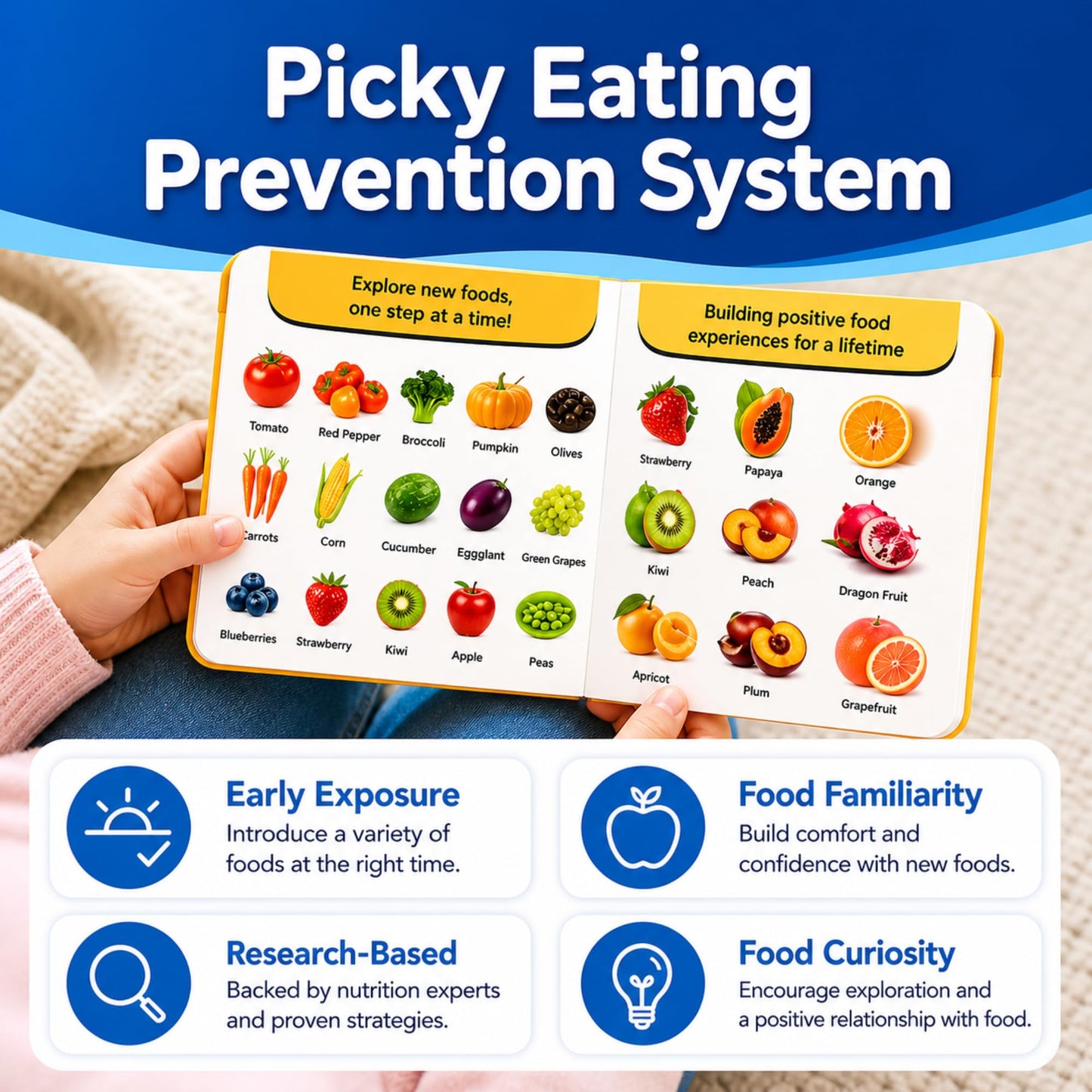 TOYVENTIVE Preschool Learning Activities – Montessori Toddler Toys with Educational Flashcards, Matching Games and Food-Themed Activity Cards for Early Skills, Visual Recognition – Ages 1 & 2