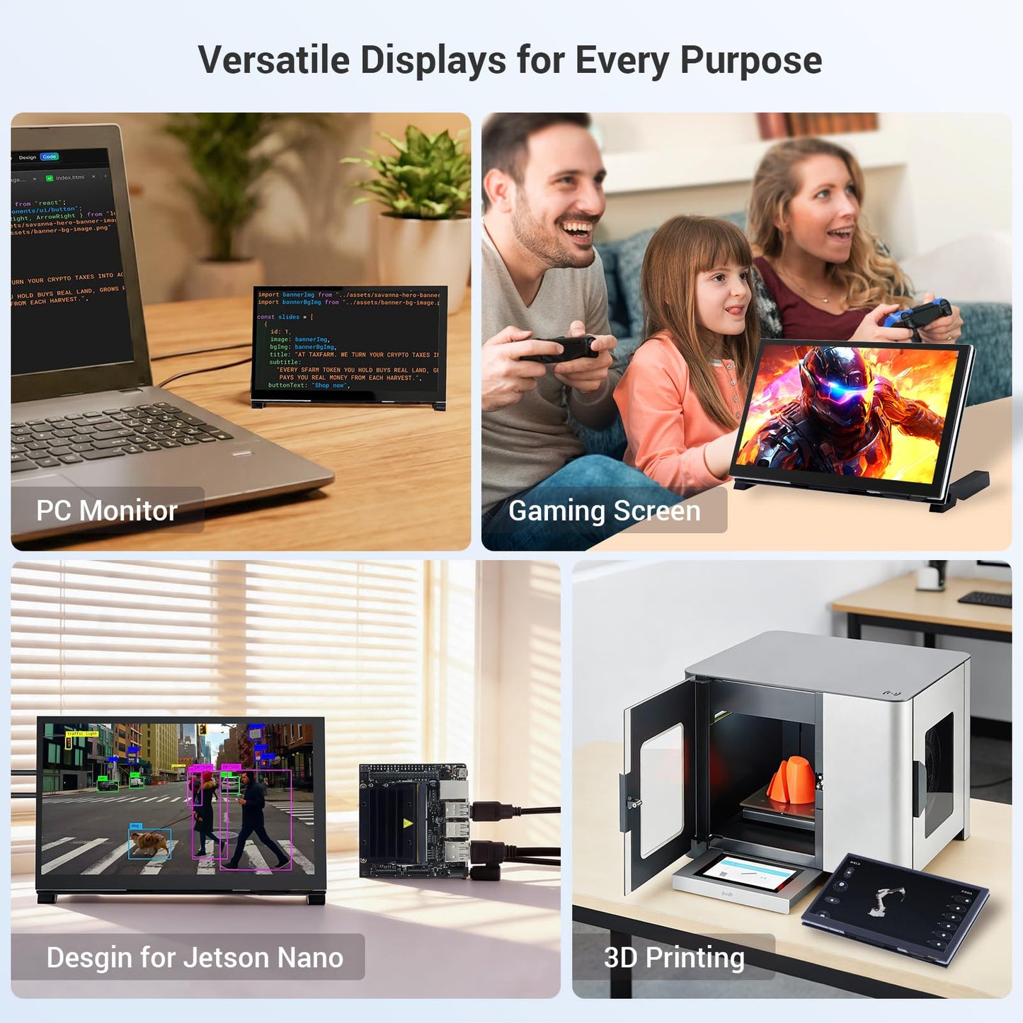 ELECROW 7 Inch Touchscreen Monitor for Raspberry Pi, 1024X600 IPS HD Capacitive Touch Screen Display with Acrylic Stand, Plug and Play, Compatible with Raspberry Pi 5/4/3, Banana Pi, Jetson Nano