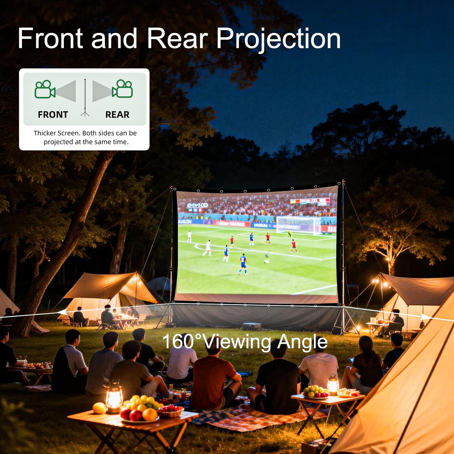 Projector Screen 72 inch，Portable Movie Projector Screen 16:9 HD Indoor Outdoor Double Sided Rear Projection Screen Video for Home, Party, Office, Classroom