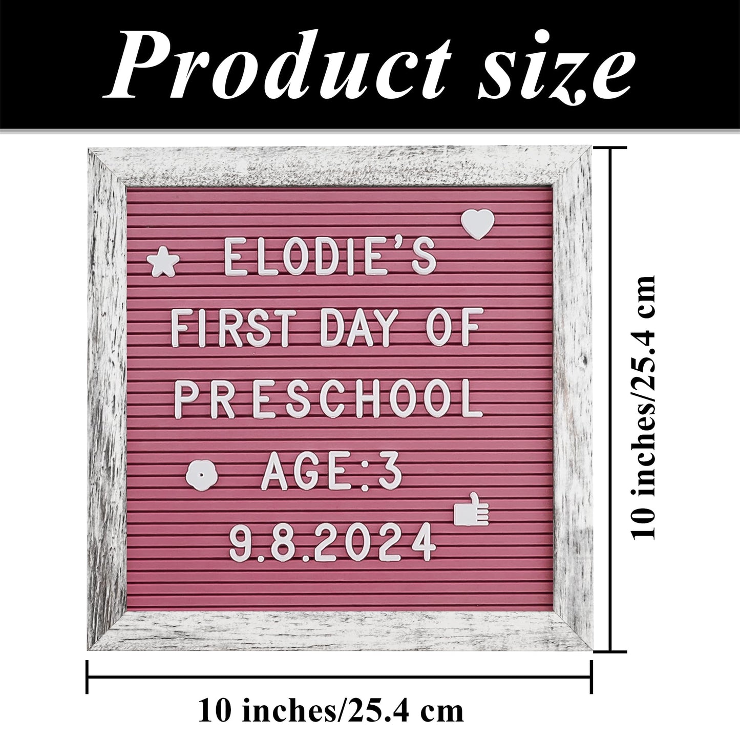 C CRYSTAL LEMON Rustic Hot Pink Felt Letter Board 10x10 Inches – 336 Changeable Letters, Numbers & Symbols – Message Board for Classroom, Home & Office