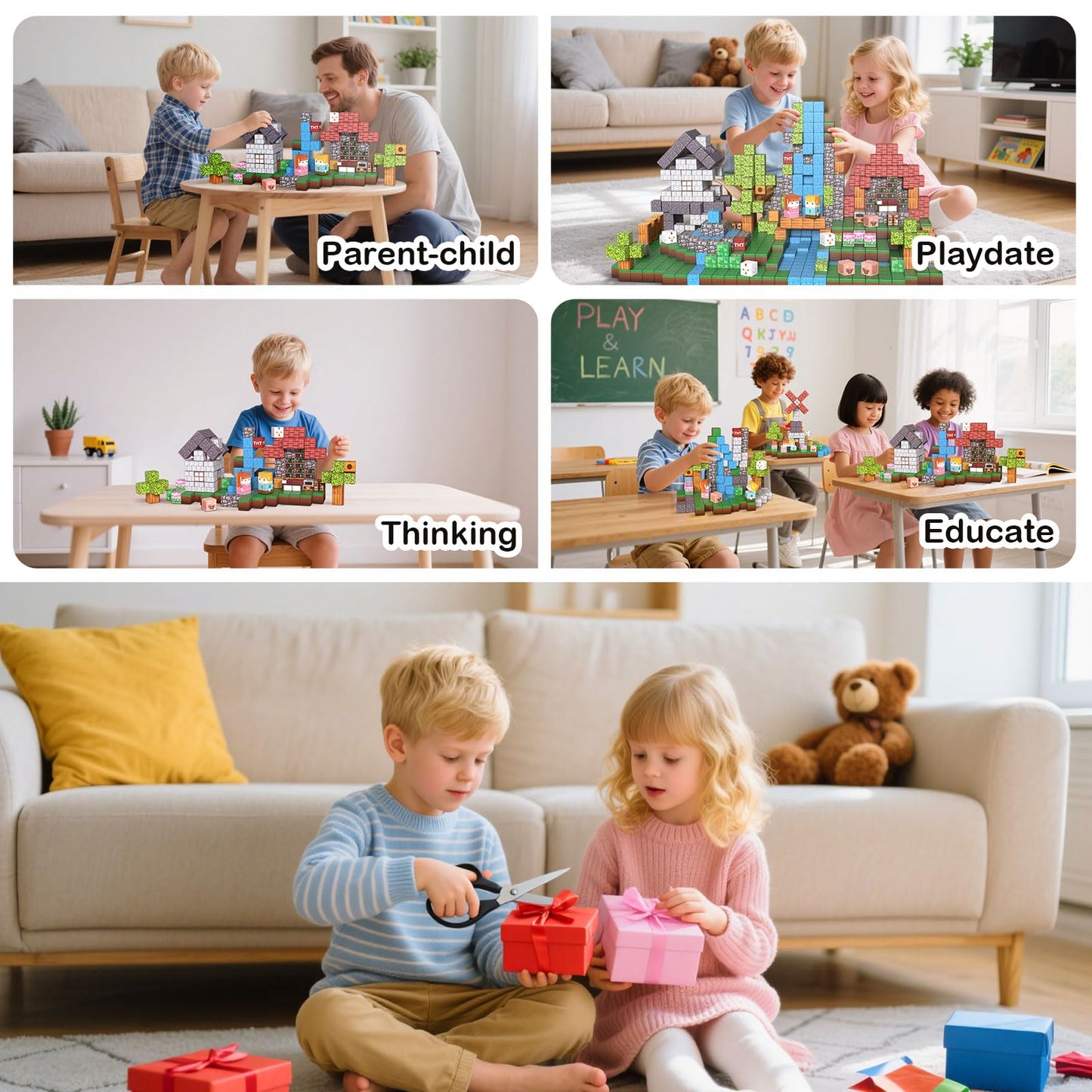 KIMPOK 150PCS Magnetic Building Blocks, 1 Inch Magnetic Cubes for Kids Ages 3-8, STEM Montessori Toys, Creative Construction & Stacking Toys, Educational Magnetic Blocks for Boys & Girls